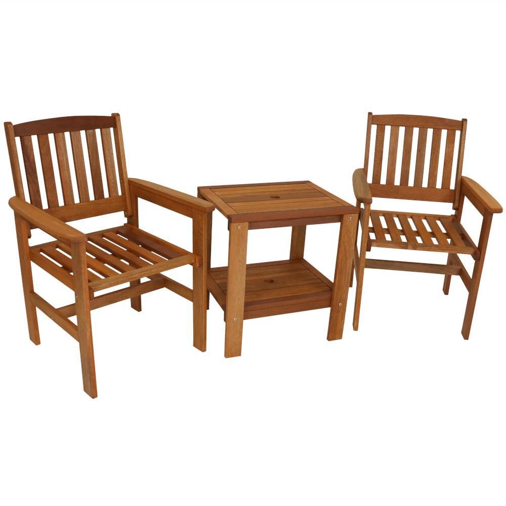 Ultimate Patio Meranti Wood 3-Piece Outdoor Patio Conversation Set - Full View thumbnail