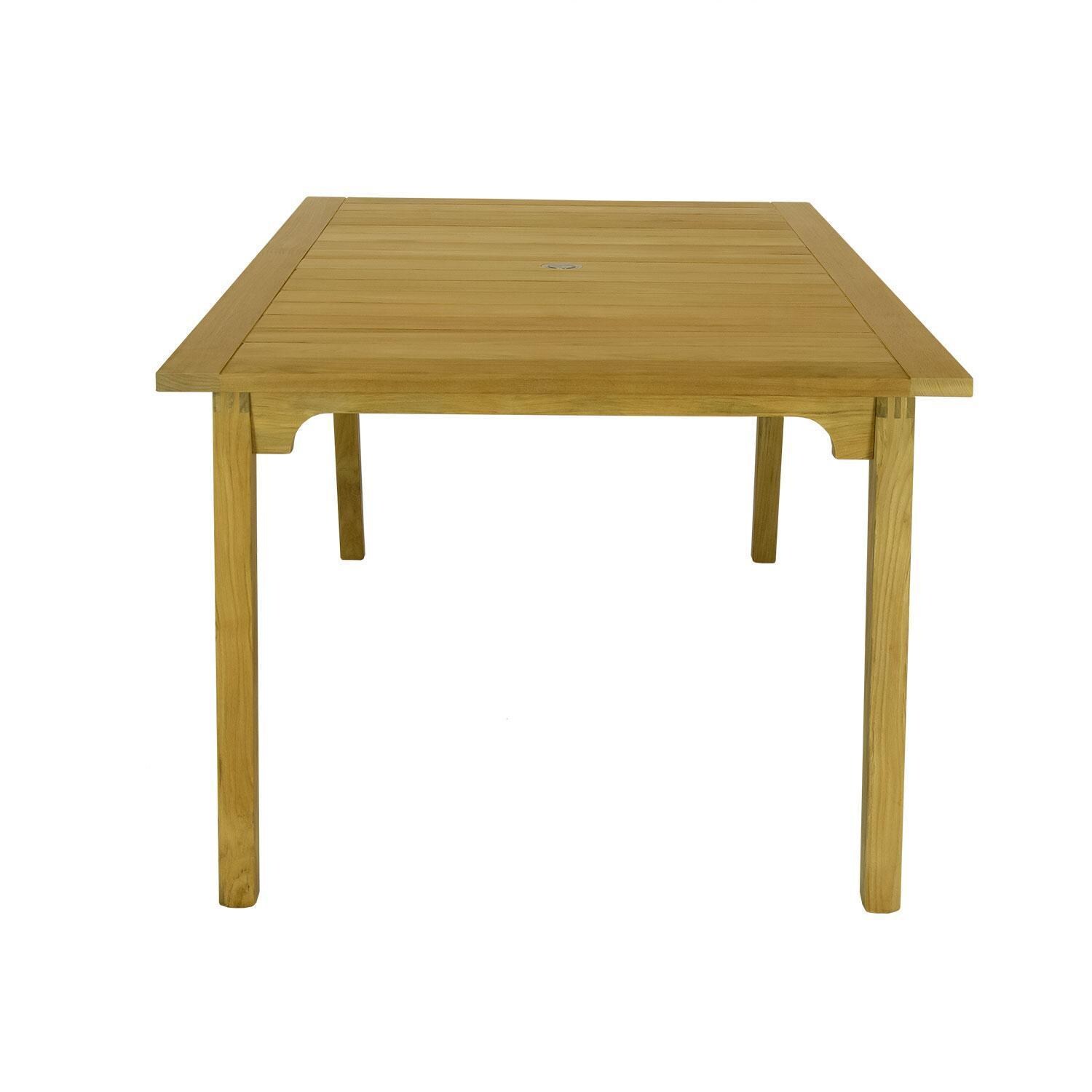 Admiral 7 pc Rectangle Dining Set in Brown Sand by Royal Teak Collection - Dining Table - Side View - White Background thumbnail