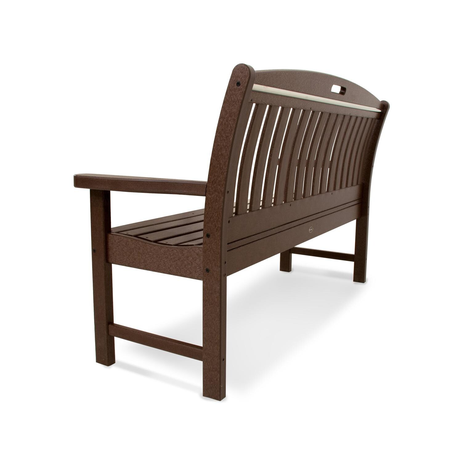 POLYWOOD Nautical Recycled Plastic Wood Bench - 60 Inches - Mahogany - Back View thumbnail
