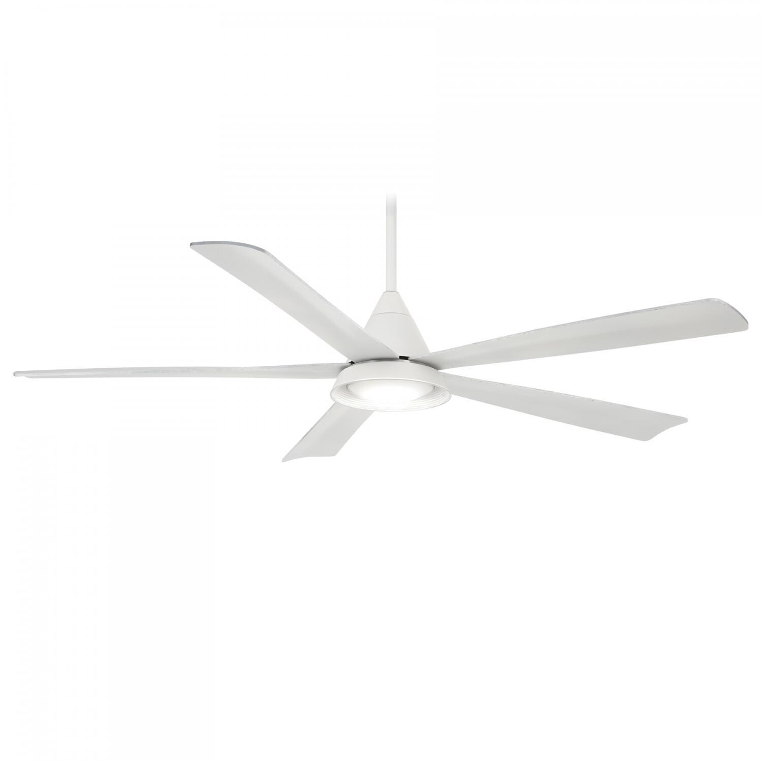 Minka-Aire F541L-WH Cone 54-Inch Convertible Blade LED Ceiling Fan in White Finish w/ White Blades - & Etched Lens thumbnail
