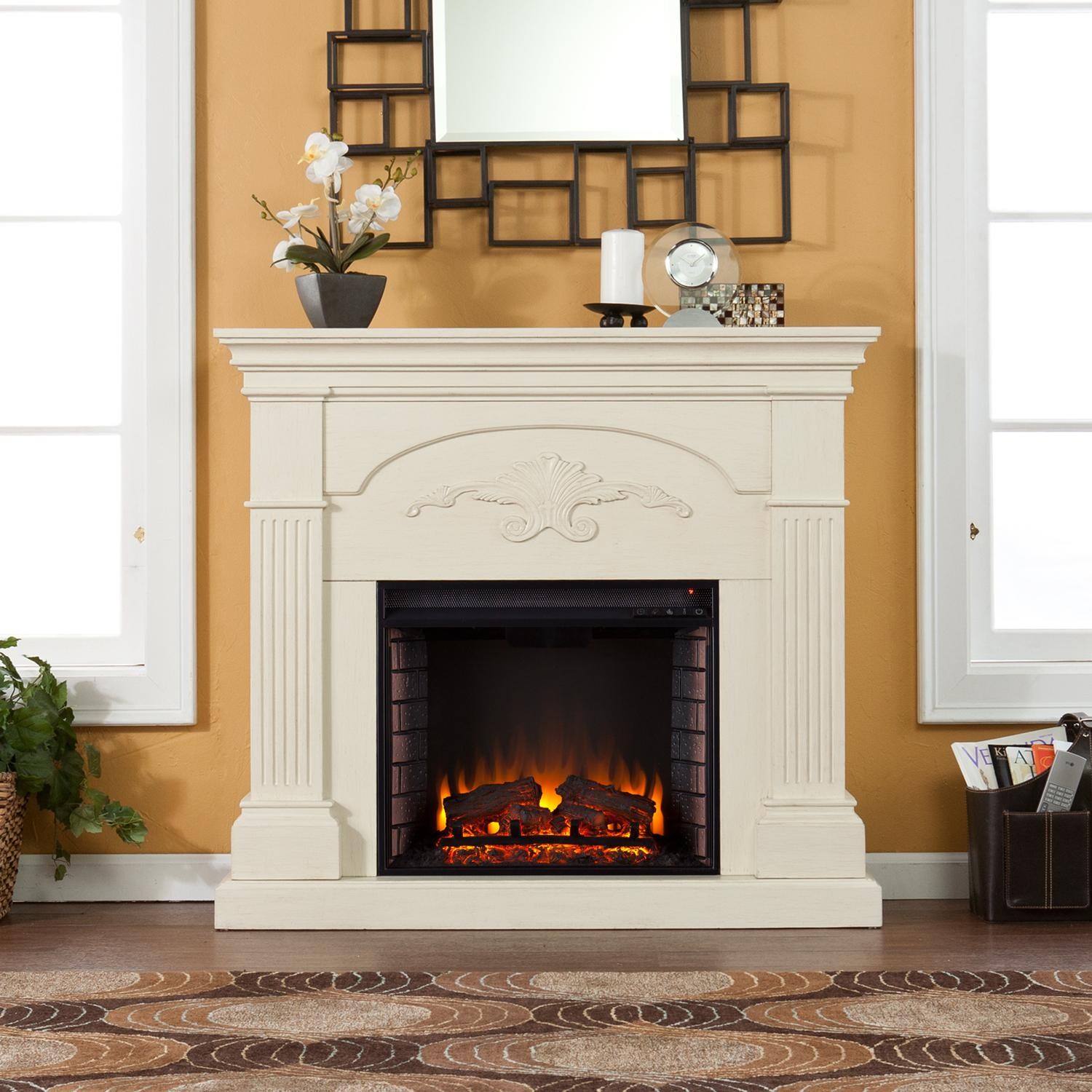 Southern Enterprises Sicilian Harvest 44 3/4-Inch Electric Fireplace - Ivory - Secondary Lifestyle thumbnail