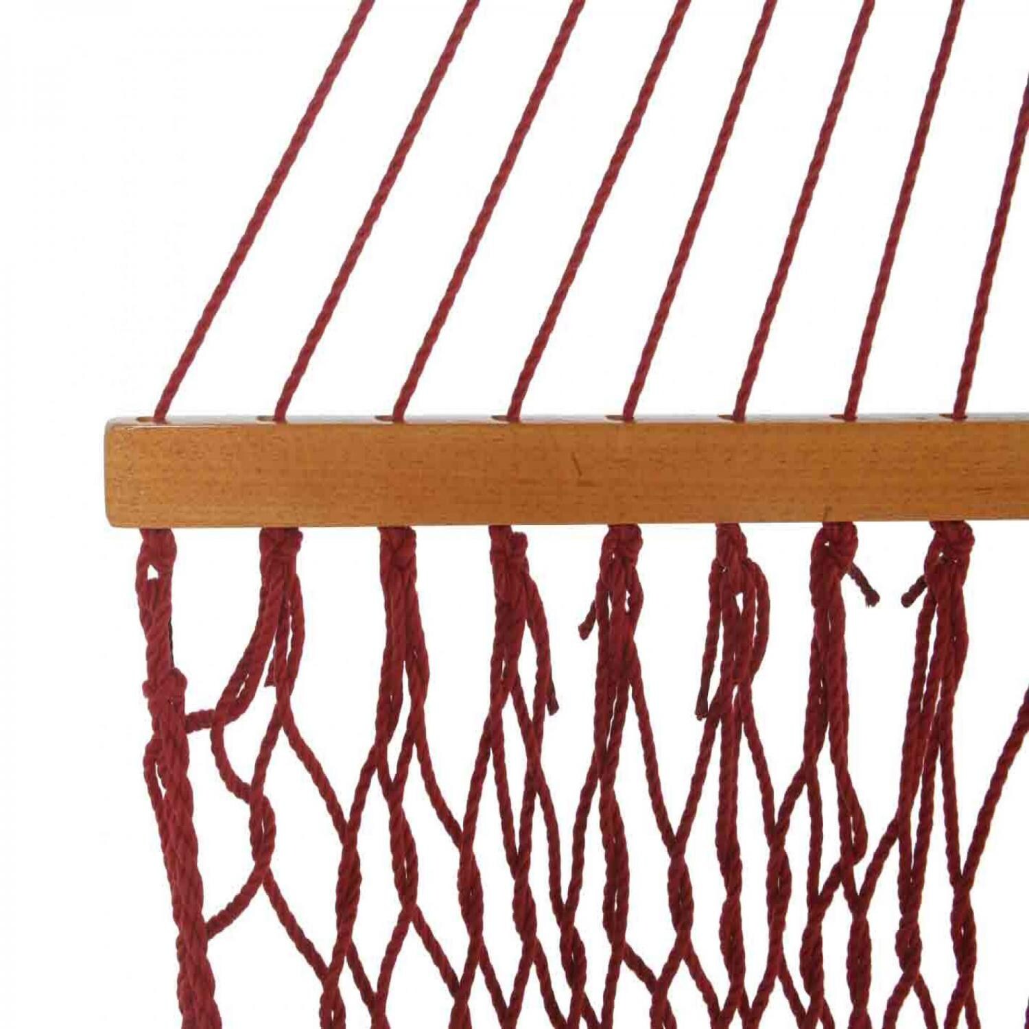Pawleys Island 15DCGN Presidential Size Original DuraCord Rope Hammock - Garnet - Spreader Bar Detail thumbnail