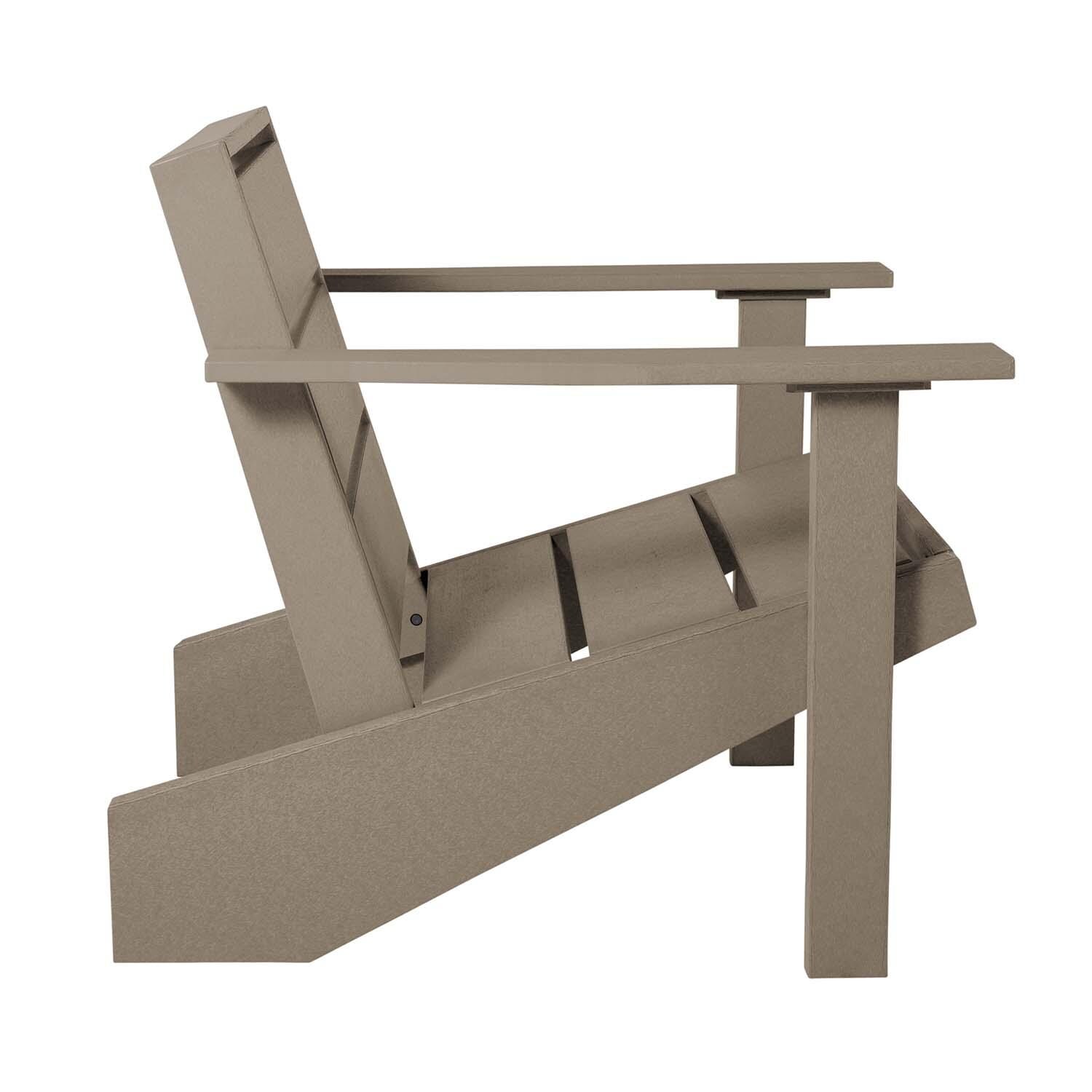 Hazel Cove Recycled Plastic Adirondack Chair in Cabana Tan by Lakeview Outdoor Designs - Side View - White Background thumbnail