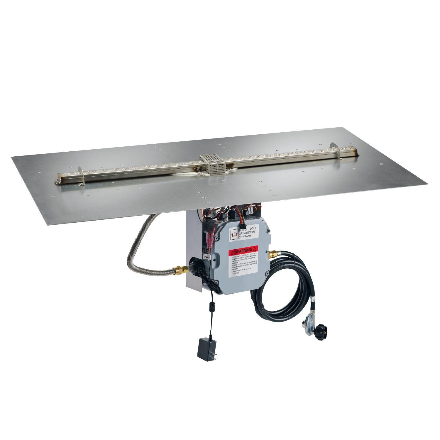 The Outdoor GreatRoom Company Crystal Fire Plus 42 X 42 Linear Electronic Ignition Propane Gas Fire Pit Burner Plate - BP2442DSILP-B