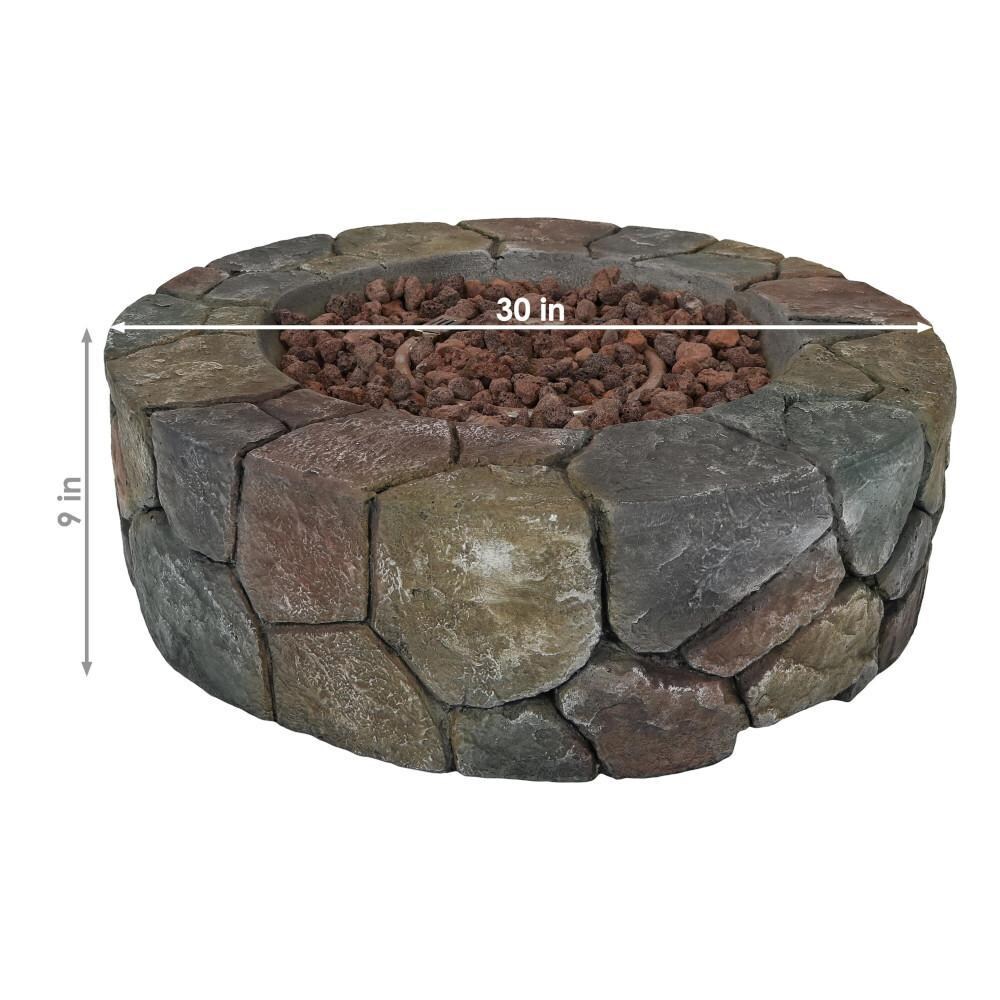 Ultimate Patio 30-Inch Round Cast Stone Propane Gas Fire Pit - Dimensions thumbnail
