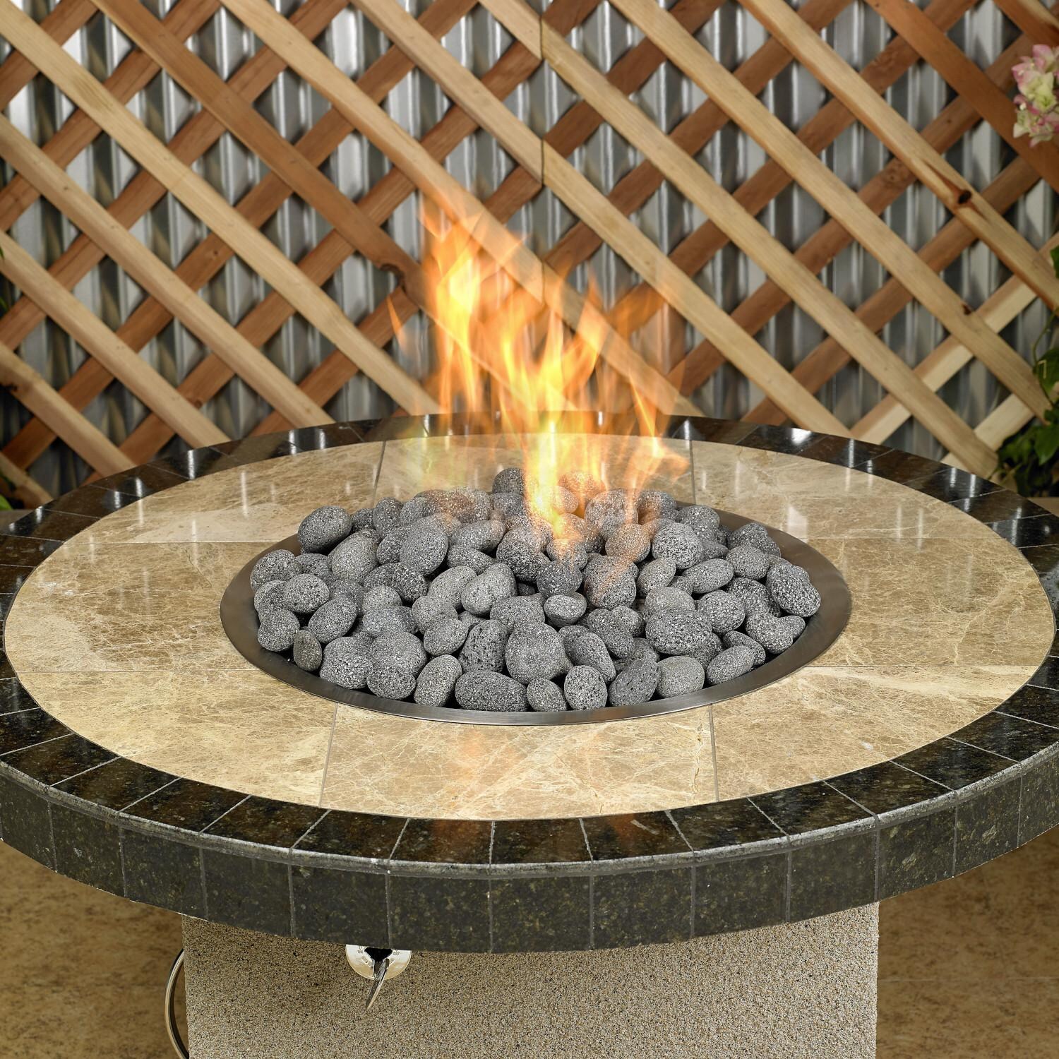 BBQGuys Signature LAVAST-M-20 Medium Gray Tumbled Lava Stone - In Use Full Flame thumbnail