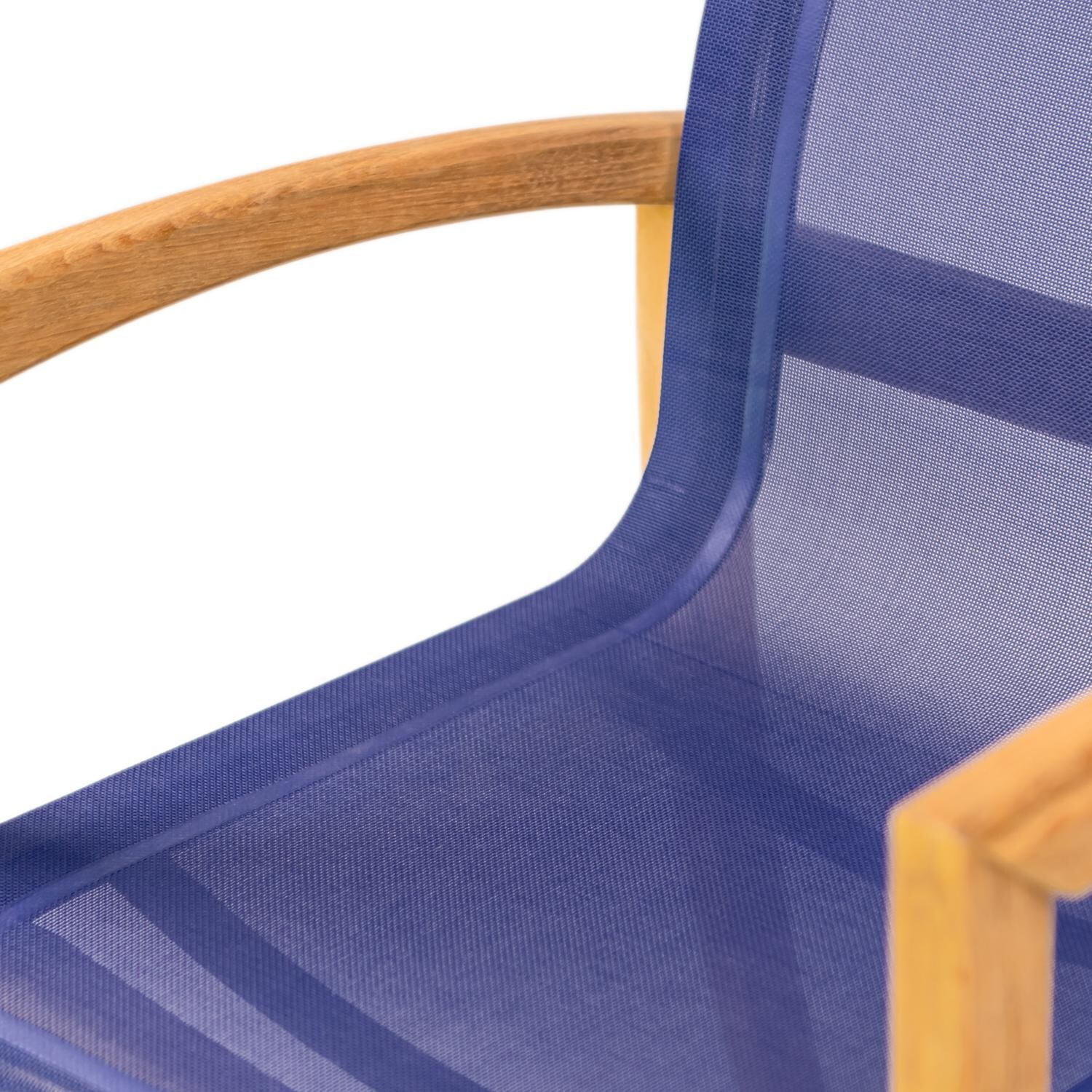 Teak + Table Capri Sling Dining Chair in Navy - Seat Detail - Detail thumbnail