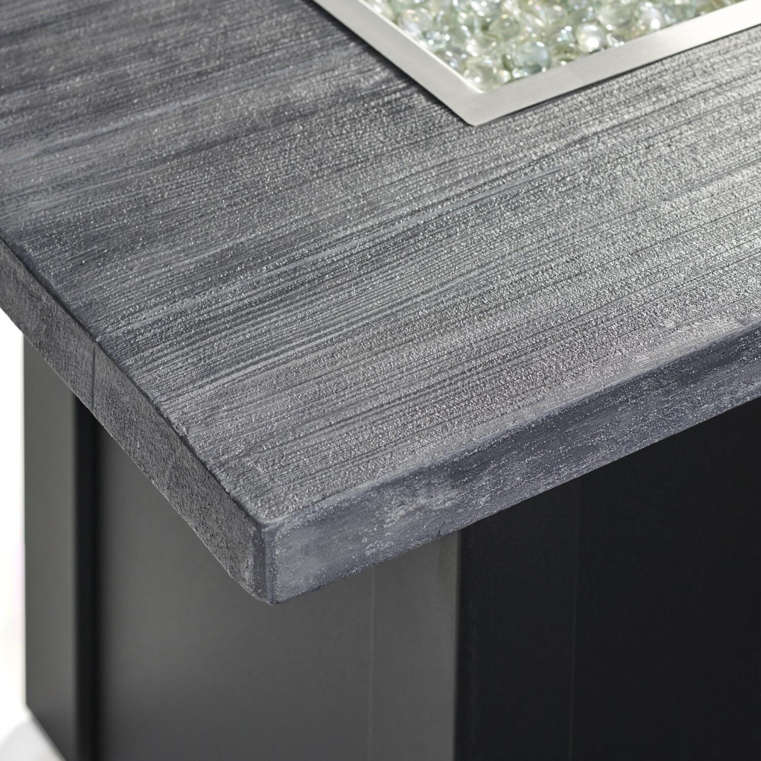 Havenwood 62 Inch Propane Fire Pit Table W/ Carbon Grey Top & Black Base - Corner - Detail thumbnail