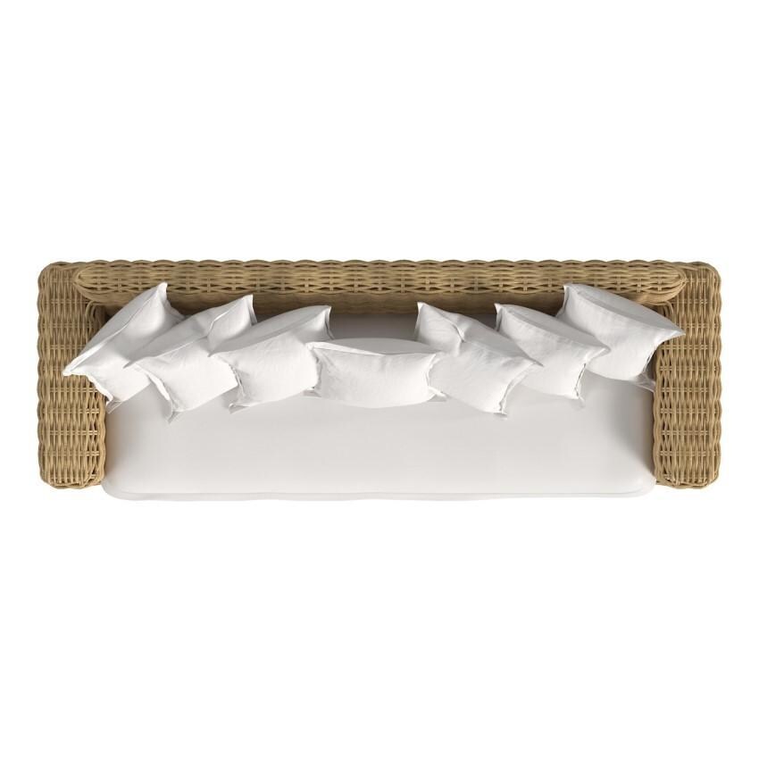 Playa 3 Person Resin Wicker Sofa in Medium Wood/Soothe Pearl by Sunset West - Top - White Background thumbnail