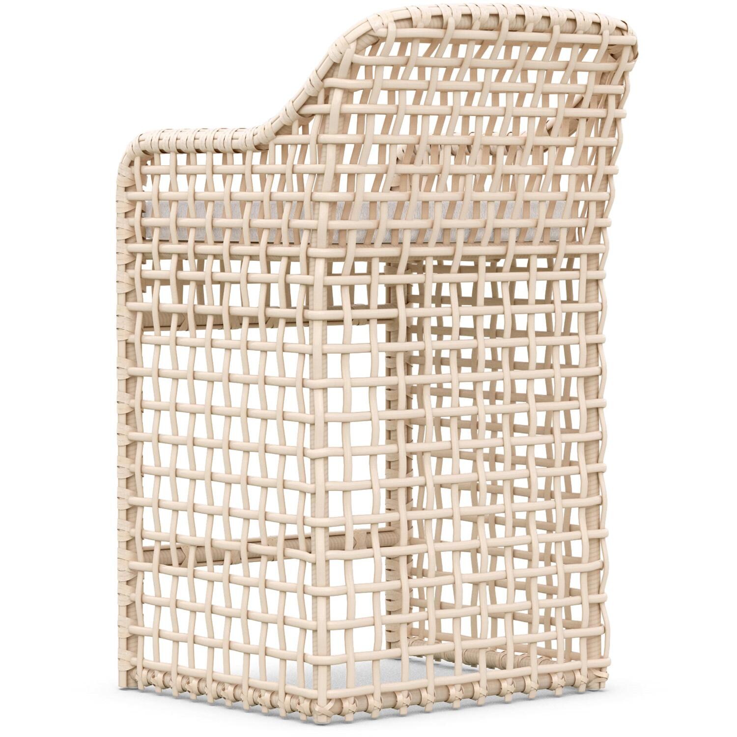 Azzurro Living Kiawah Wicker Bar Stool in Almond/Cloud - Back - White Background thumbnail