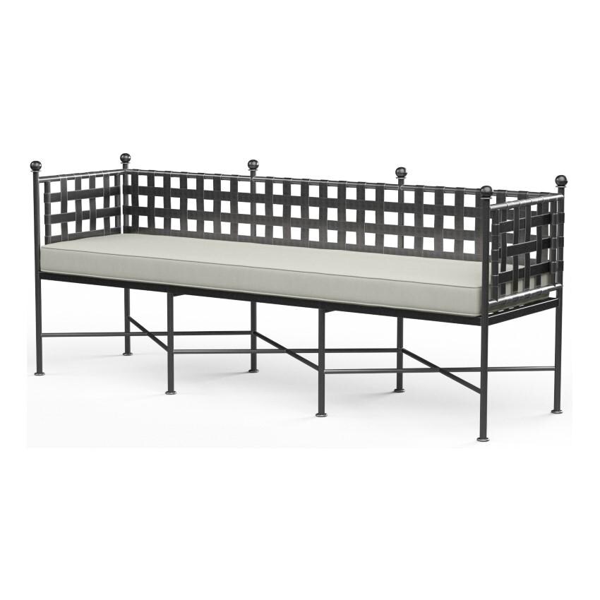 Provence 72 inch Wrought Iron Bench w/ Self Welt in Pewter/Canvas Granite by Sunset West - White Background thumbnail