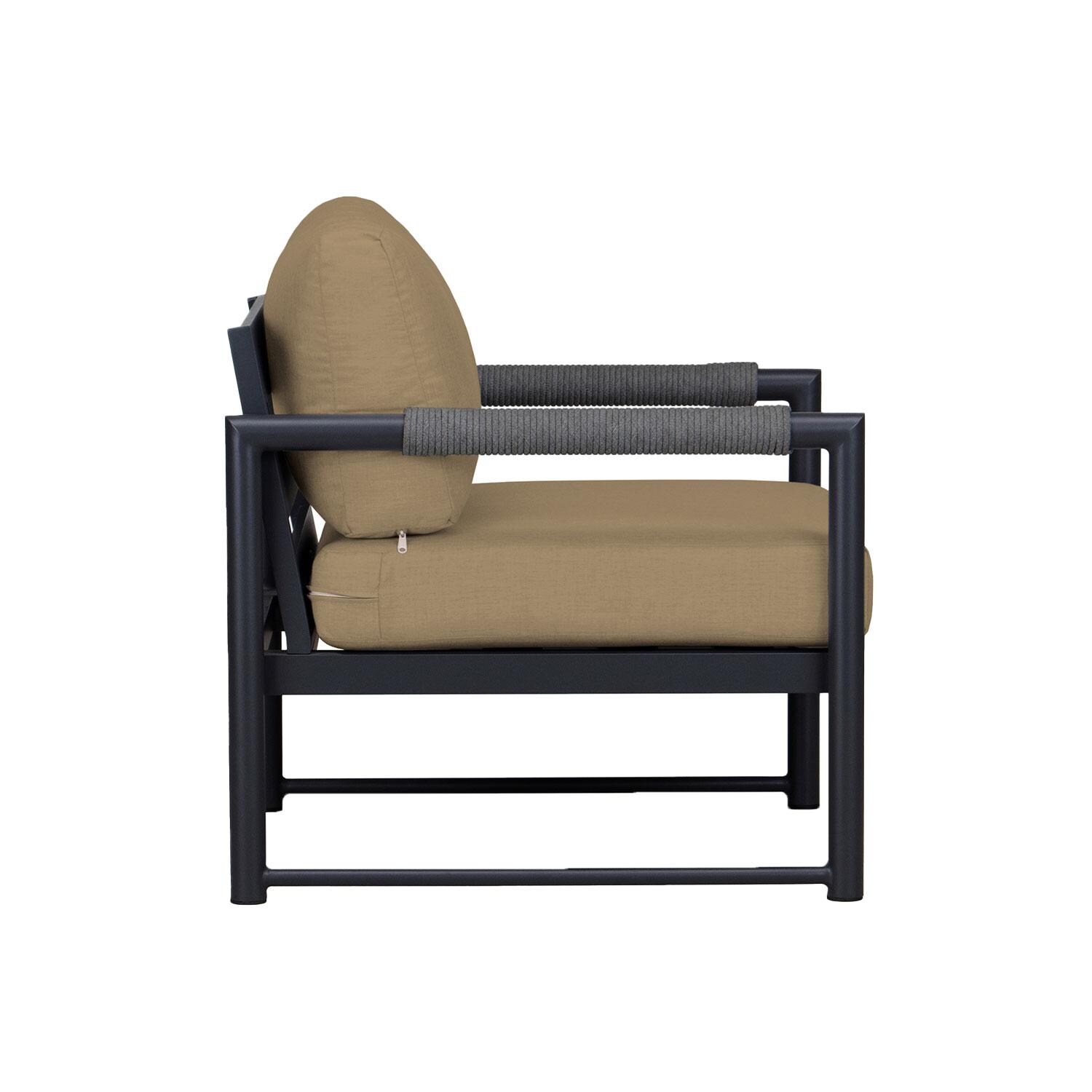 Lakeview AVEBAY-BK-CO-CC-HB Avenue Bay Black/Carbon Club Chair - Heather Beige - Side View - White Background thumbnail