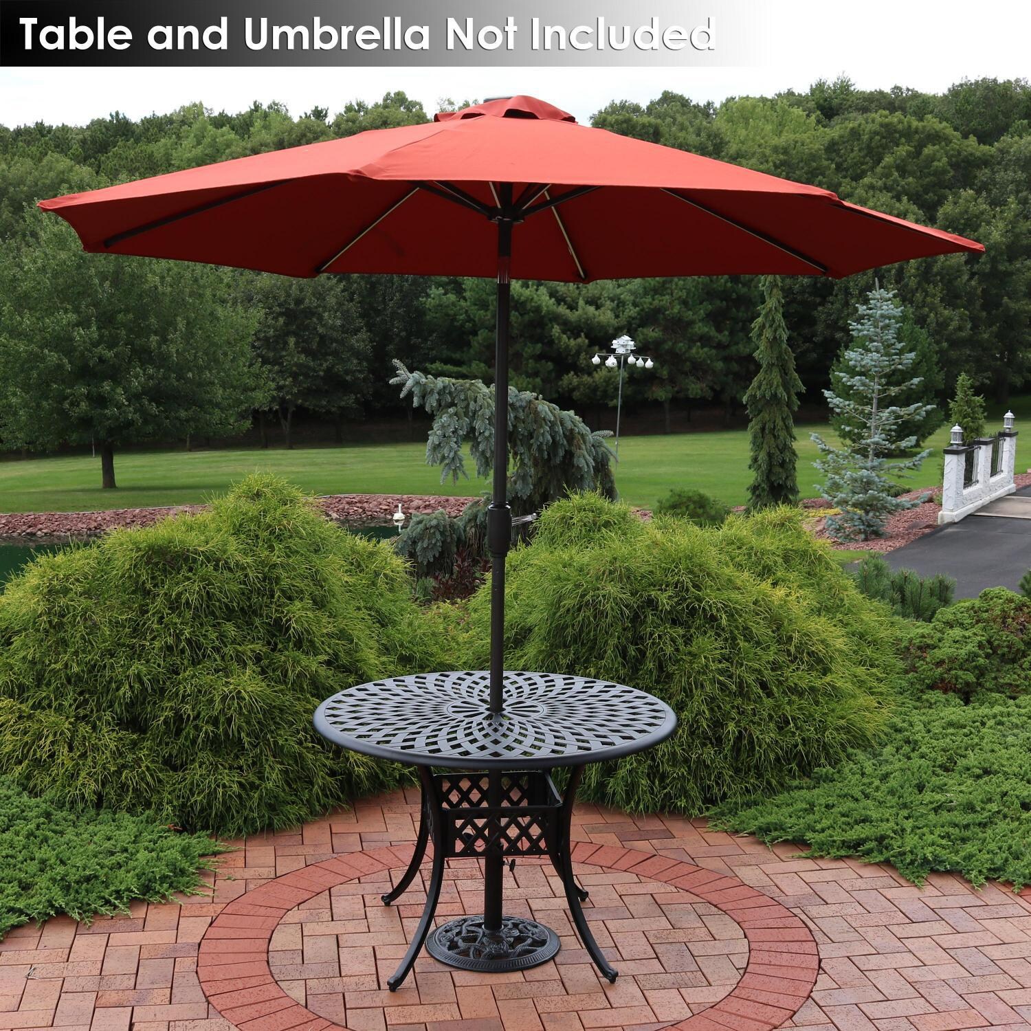 Ultimate Patio 17 Lb Rose Blossom Cast Iron Umbrella Base - Black - Supporting Umbrella Under Patio Table (Umbrella & Table Not Included) thumbnail