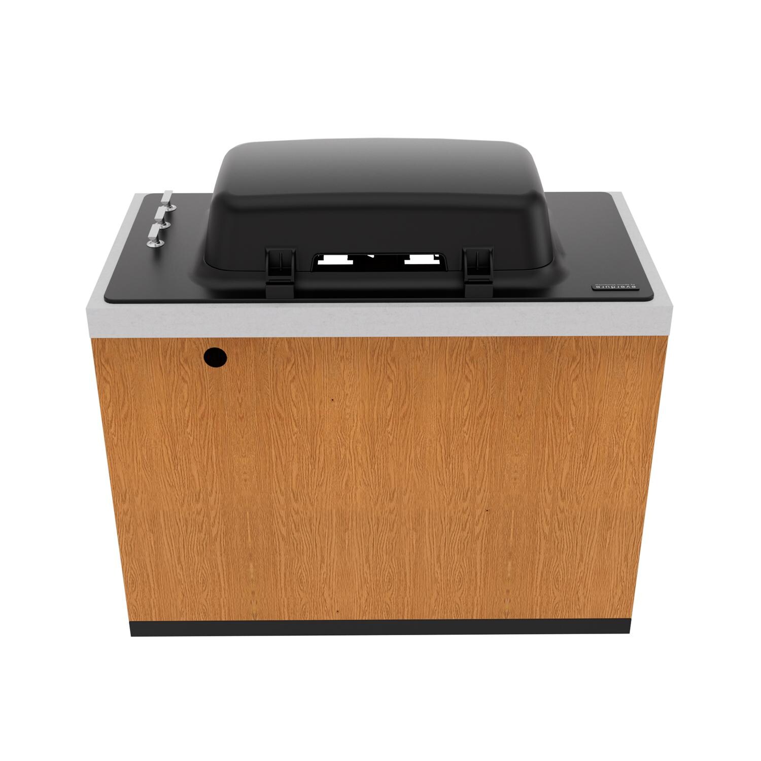 Everdure 6 Ft Outdoor Kitchen Island w/ Marine Grade Aluminum Cabinets in Timber Effect - Grill Module Back - White Background thumbnail