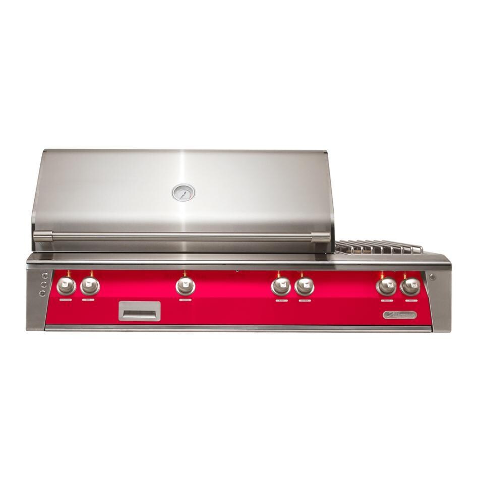 Alfresco ALXE 56-Inch Built-In Propane Deluxe Grill With Rotisserie And Side Burner in Raspberry Red - ALXE-56-LP-S3027