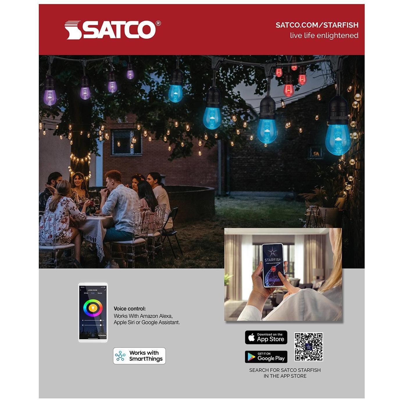 Satco S11291 Smart LED 48 Foot 15 Bulb String Lights - Packaging Back thumbnail
