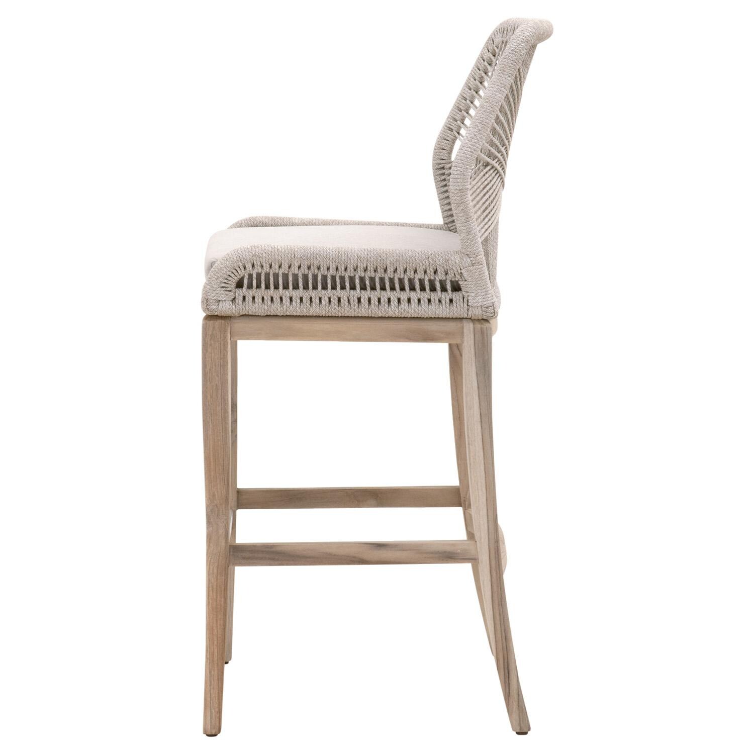 Lakeview Peninsula Way Woven Rope Bar Stool in Taupe & White - Side View thumbnail