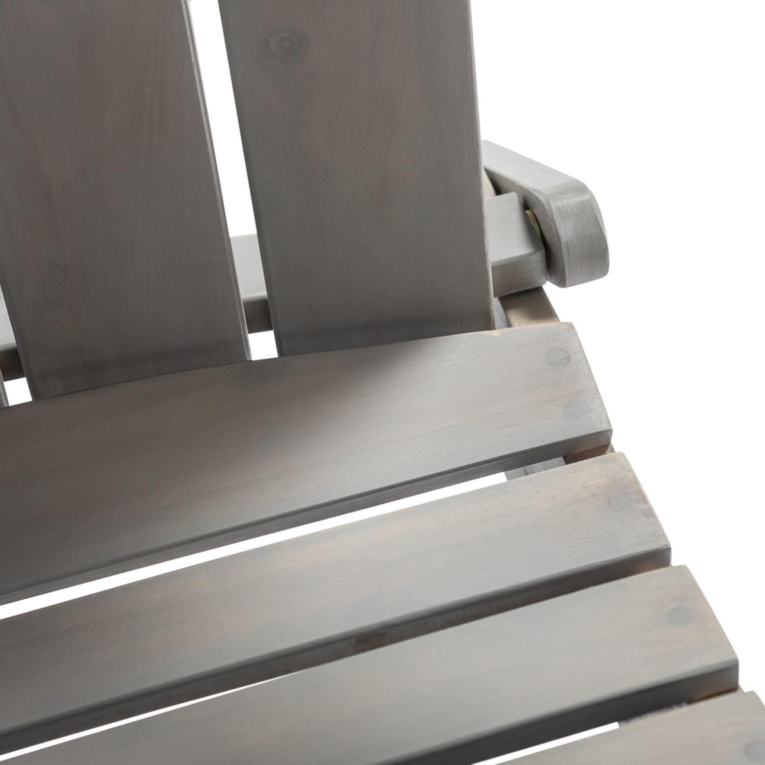 Ultimate Patio Folding Acacia Patio Adirondack Chair W/ Wine Glass Holder - Gray Wash - Seat And Backrest Detail thumbnail