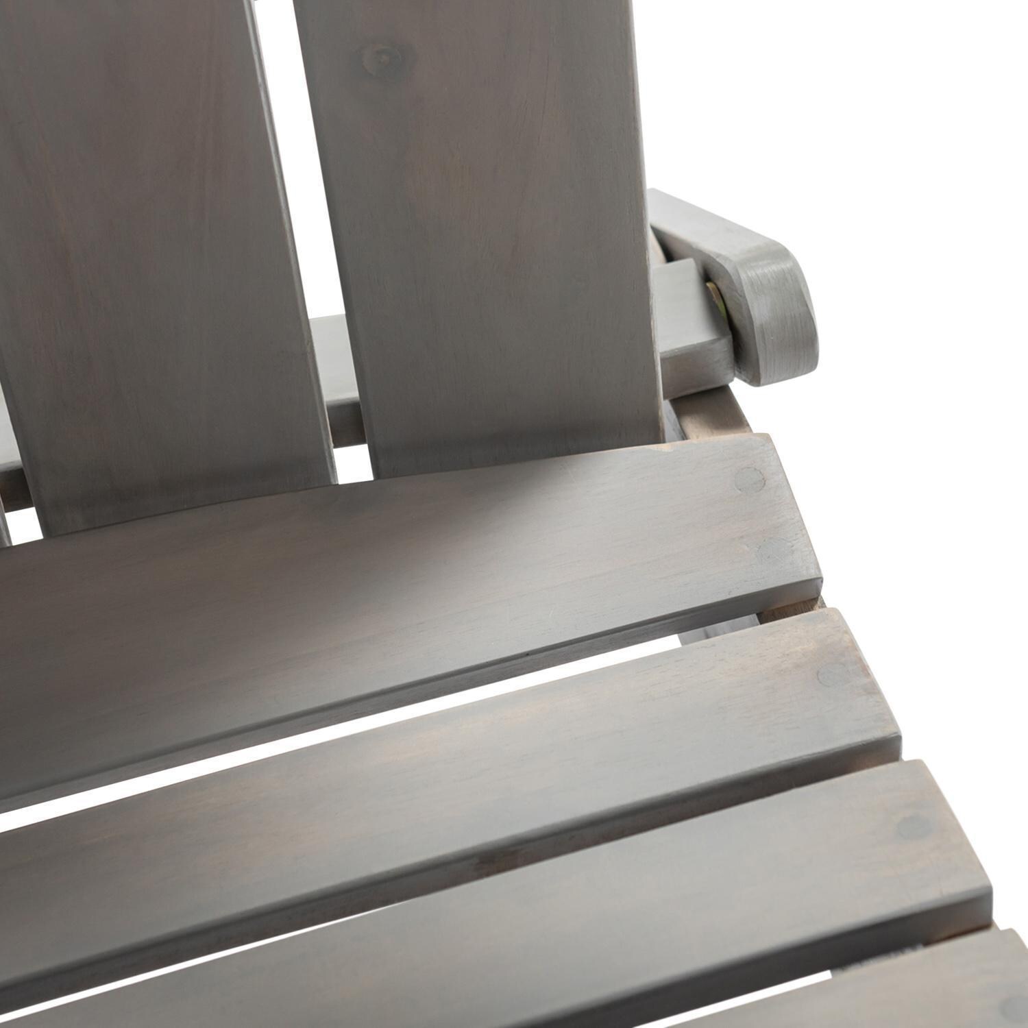 Ultimate Patio Folding Acacia Patio Adirondack Chair W/ Wine Glass Holder - Gray Wash - Seat And Backrest Detail thumbnail