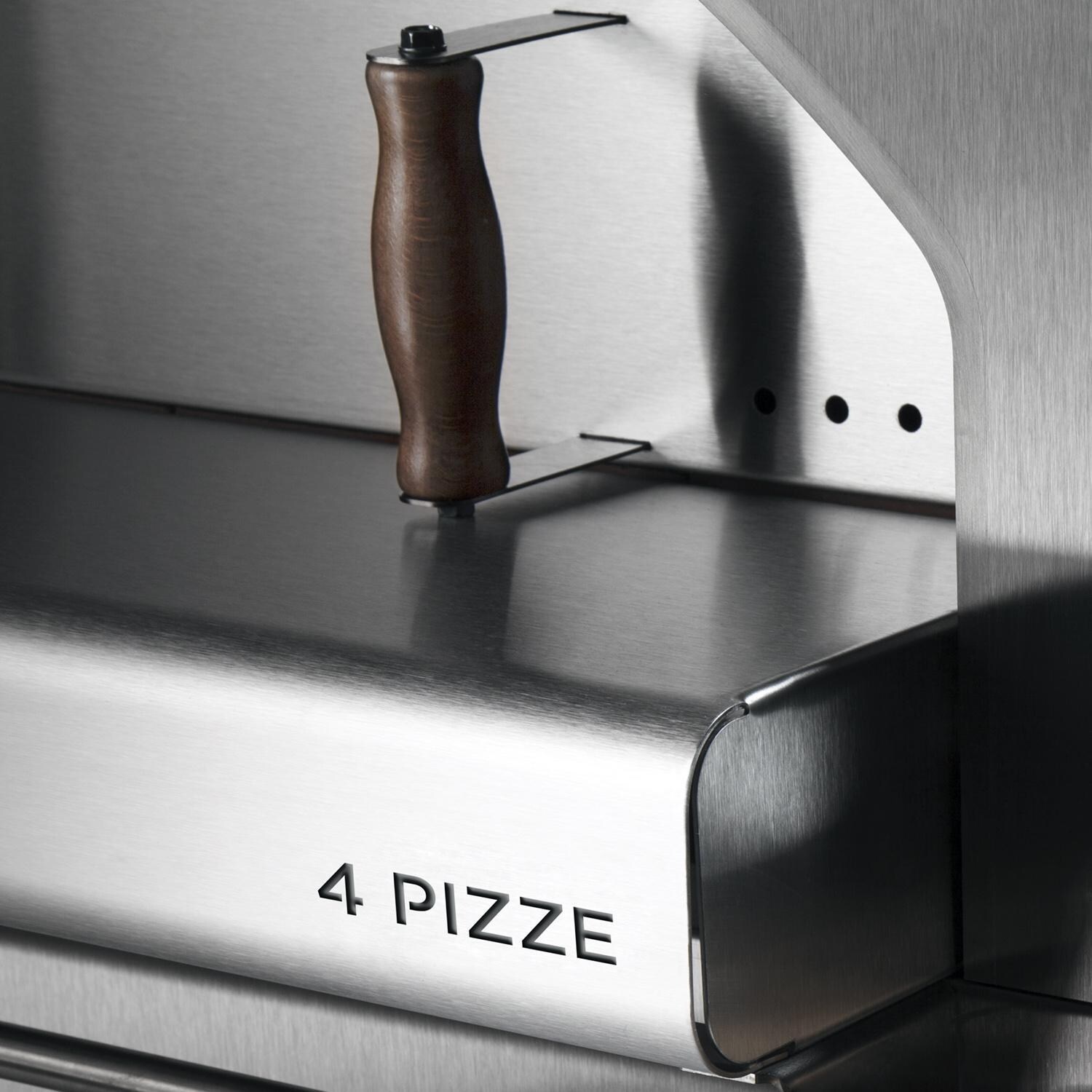 ALFA FX4PIZ-LRAM-T 4 Pizze 31-Inch Outdoor Countertop Wood-Fired Pizza Oven - Copper - Oven Door Detail thumbnail