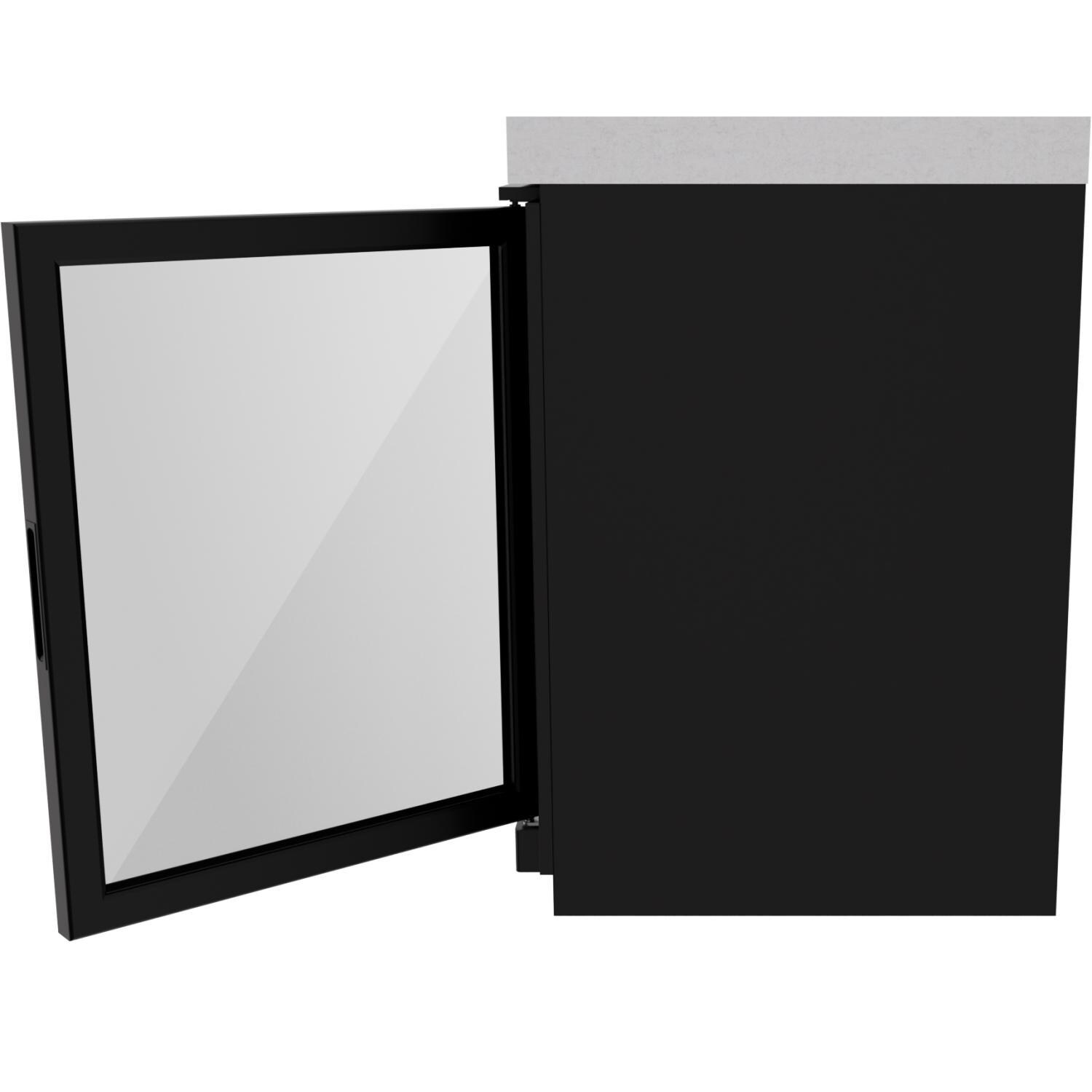 Everdure 6 1/2 Ft Outdoor Kitchen Island w/ Marine Grade Aluminum Cabinets  in Black - Beverage Cooler Module Open Side View - White Background thumbnail