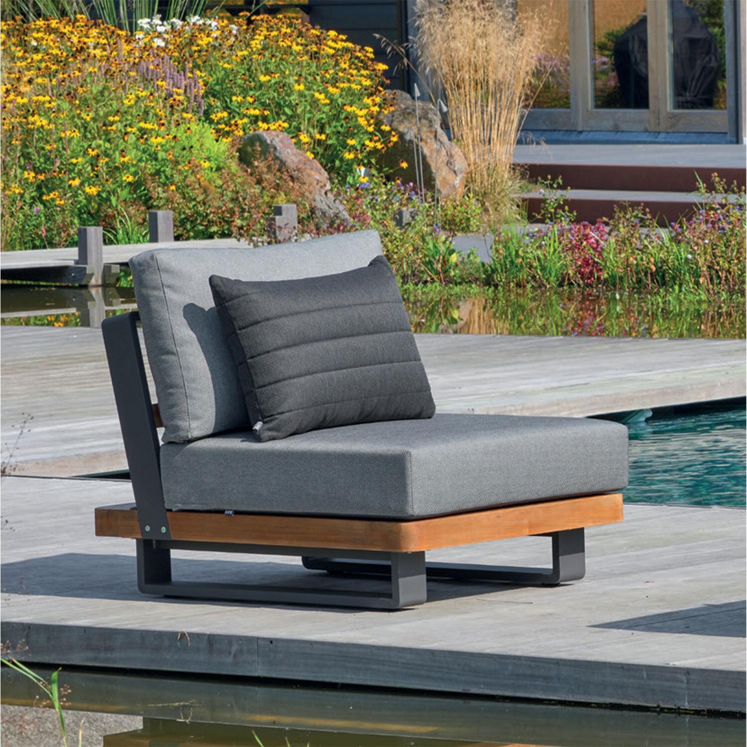 Fitz Roy Aluminum/Teak Armless Club Chair in Lava By KETTLER thumbnail