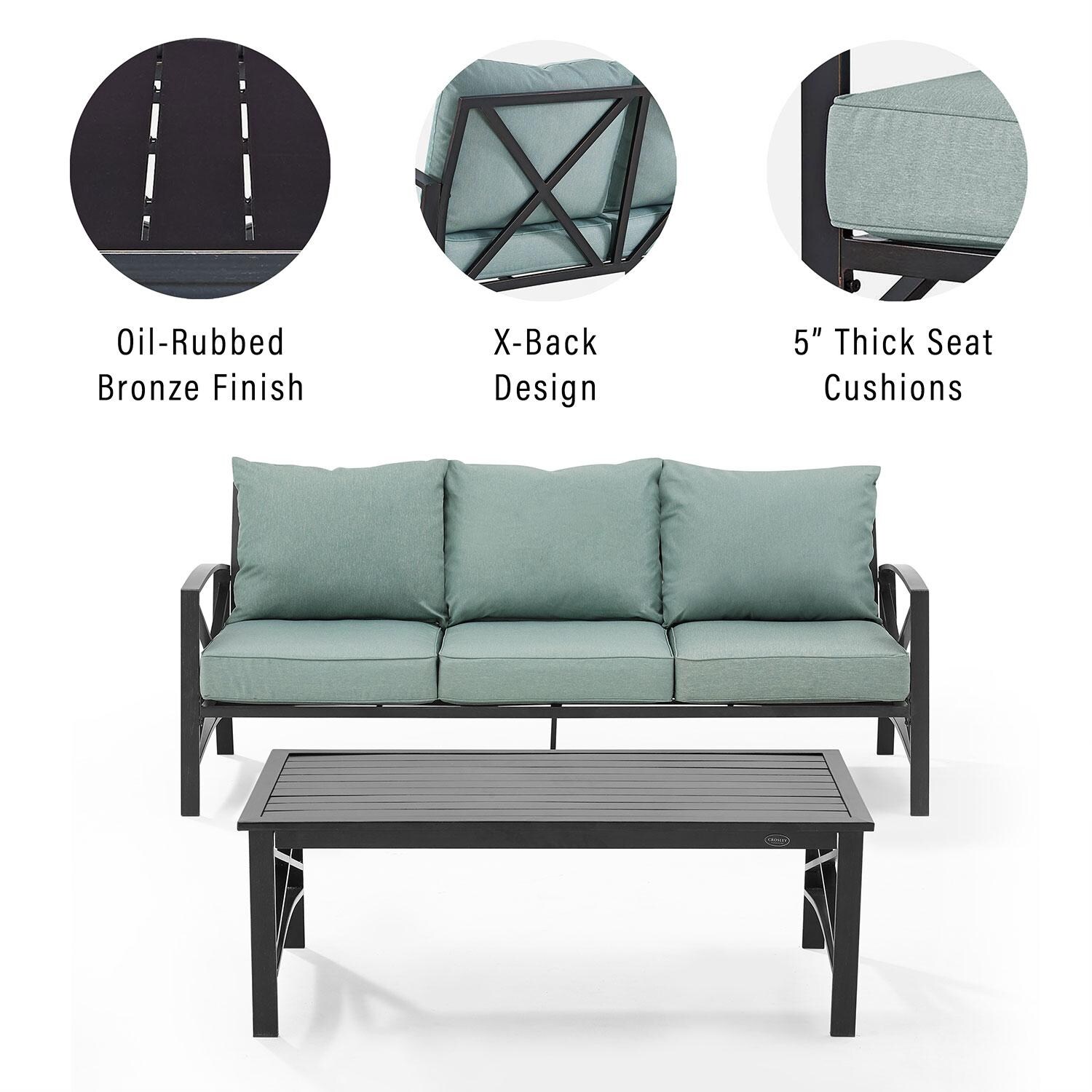 Ultimate Patio UP-82262BZ-MI 2Pc Outdoor Sofa Patio Furniture Set in Mist - Features - Diagram thumbnail