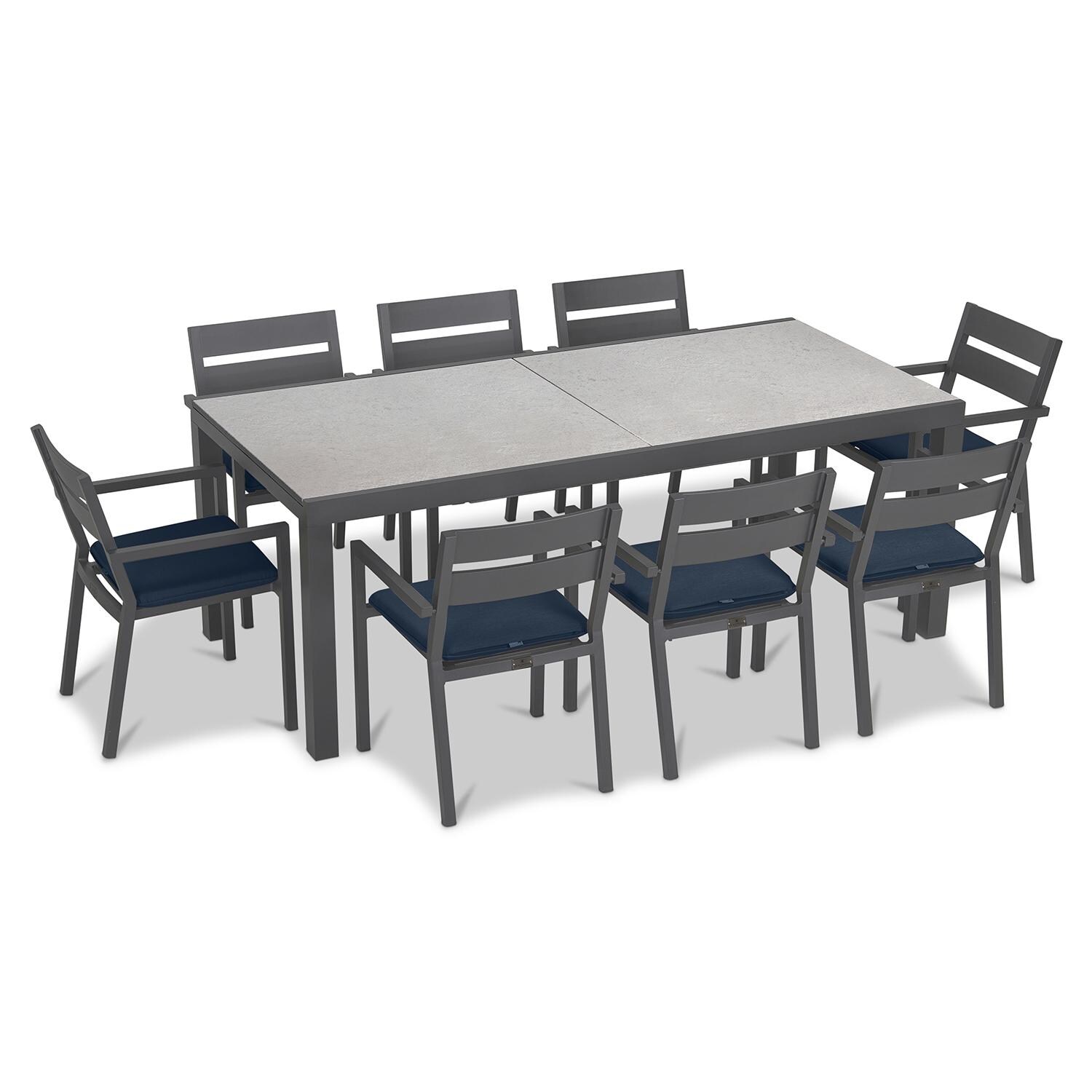 Calm Bay 9 Pc Extendable Dining Set in Slate/Concrete/Spectrum Indigo by Lakeview - White Background thumbnail