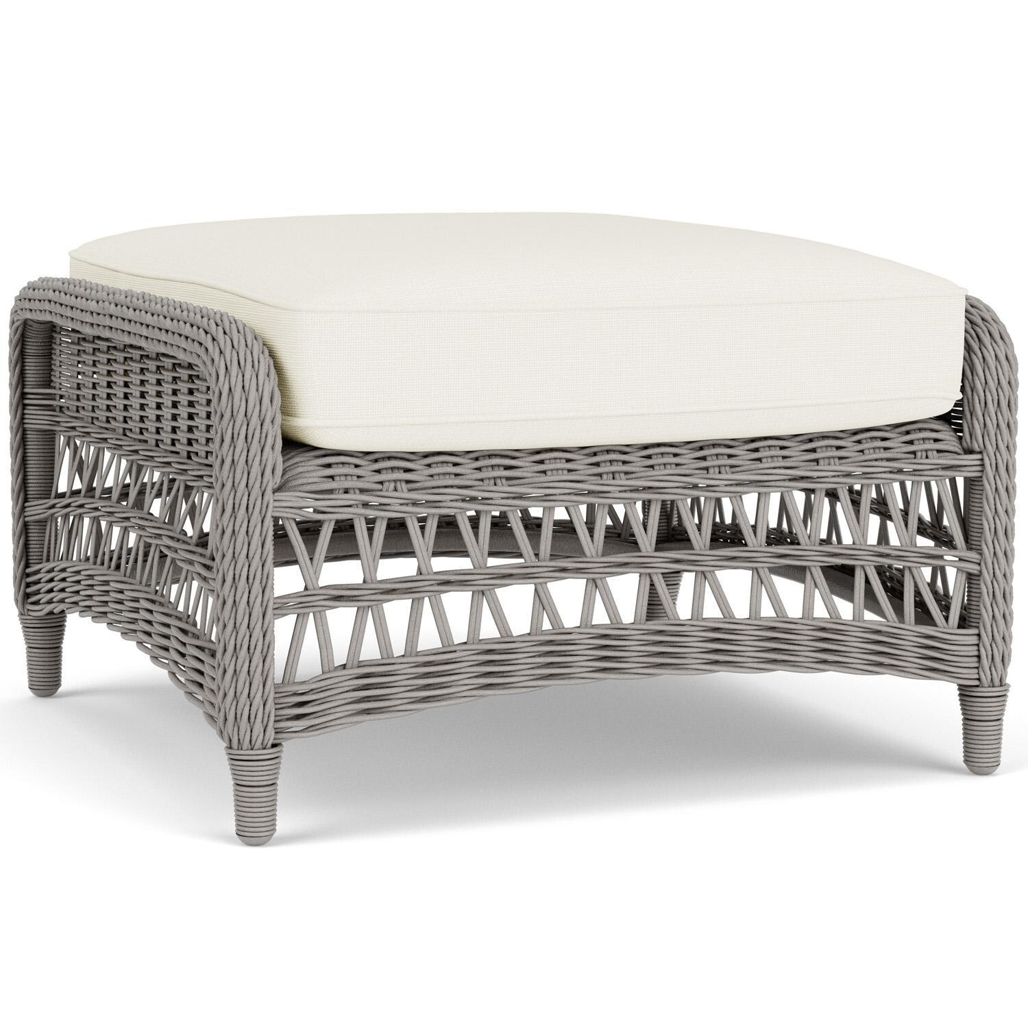 Lloyd Flanders Mackinac Ottoman in Putty Finish with Sailcloth Salt Fabric - Rear Left thumbnail