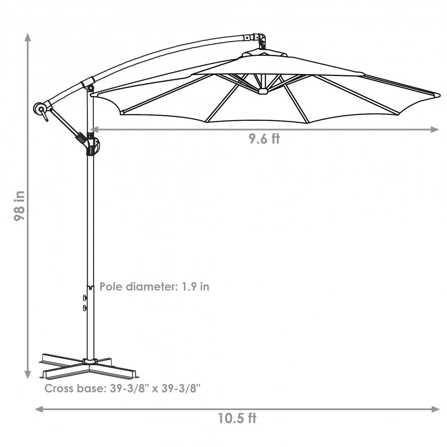 Ultimate Patio 10 Ft. Octagonal Patio Cantilever Umbrella W/ Crank - Brown - Line Drawing thumbnail