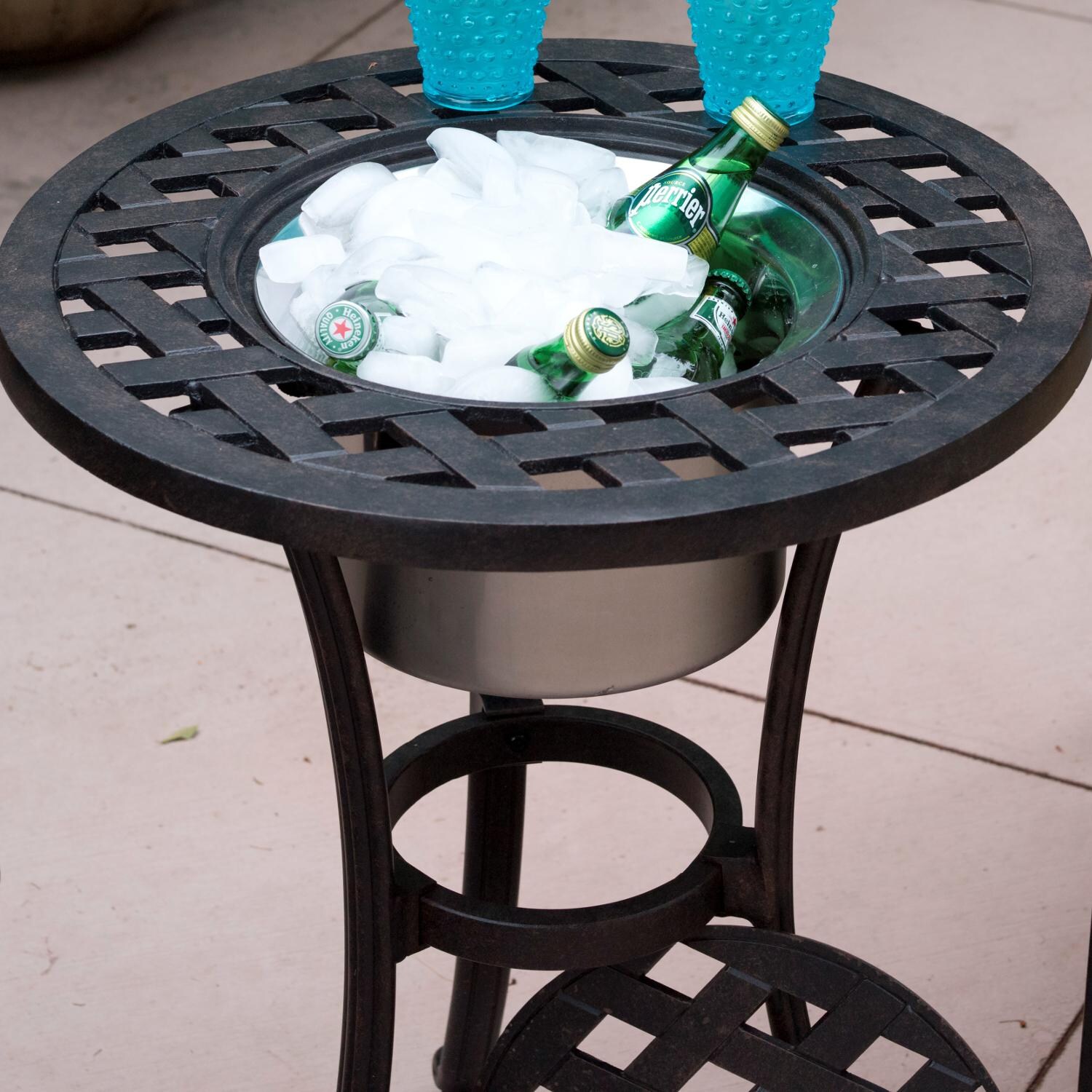 Series 30 Cast Aluminum Patio End Table With Ice Bucket Insert By Darlee - Ice Bucket Detail thumbnail