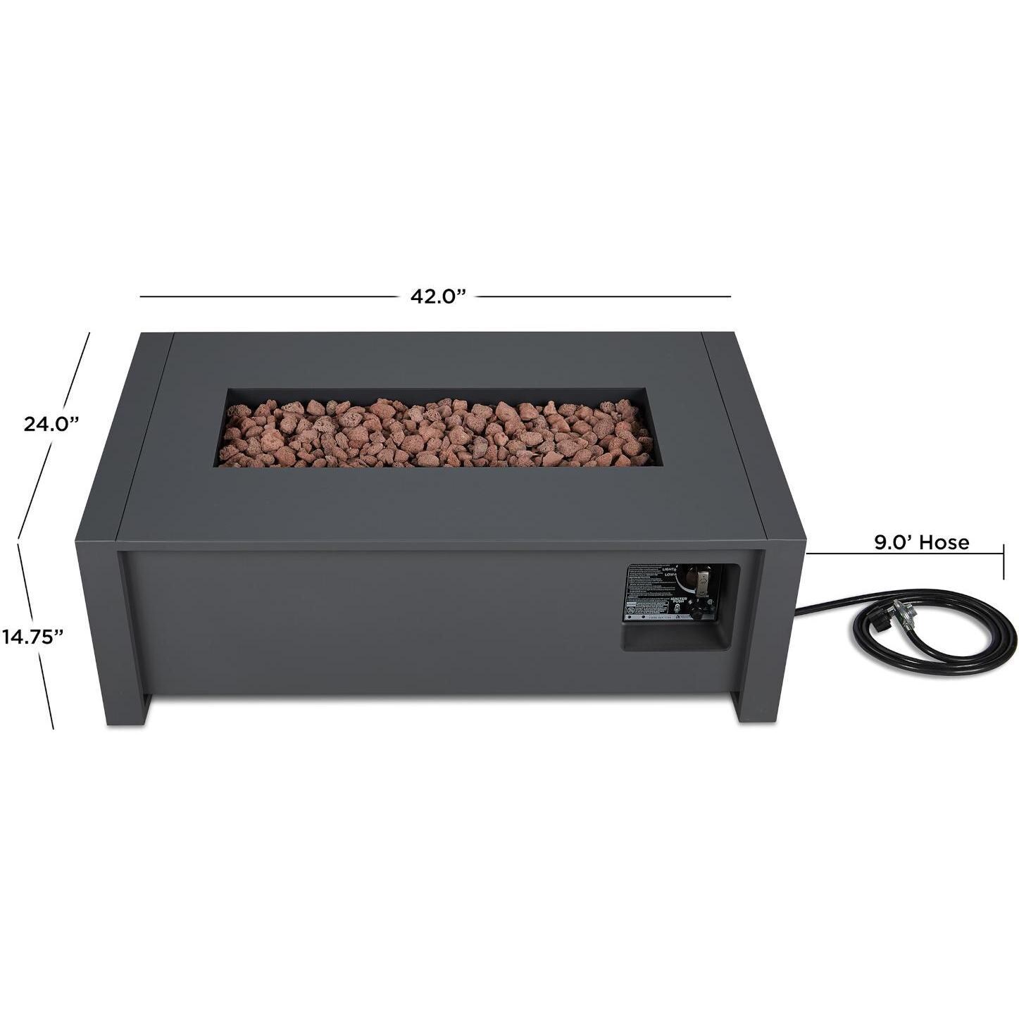 Lakeview Outdoor Designs SC-6330LP-GRY Lafitte 42-Inch Rectangle Propane Gas Fire Table - Dimensions thumbnail