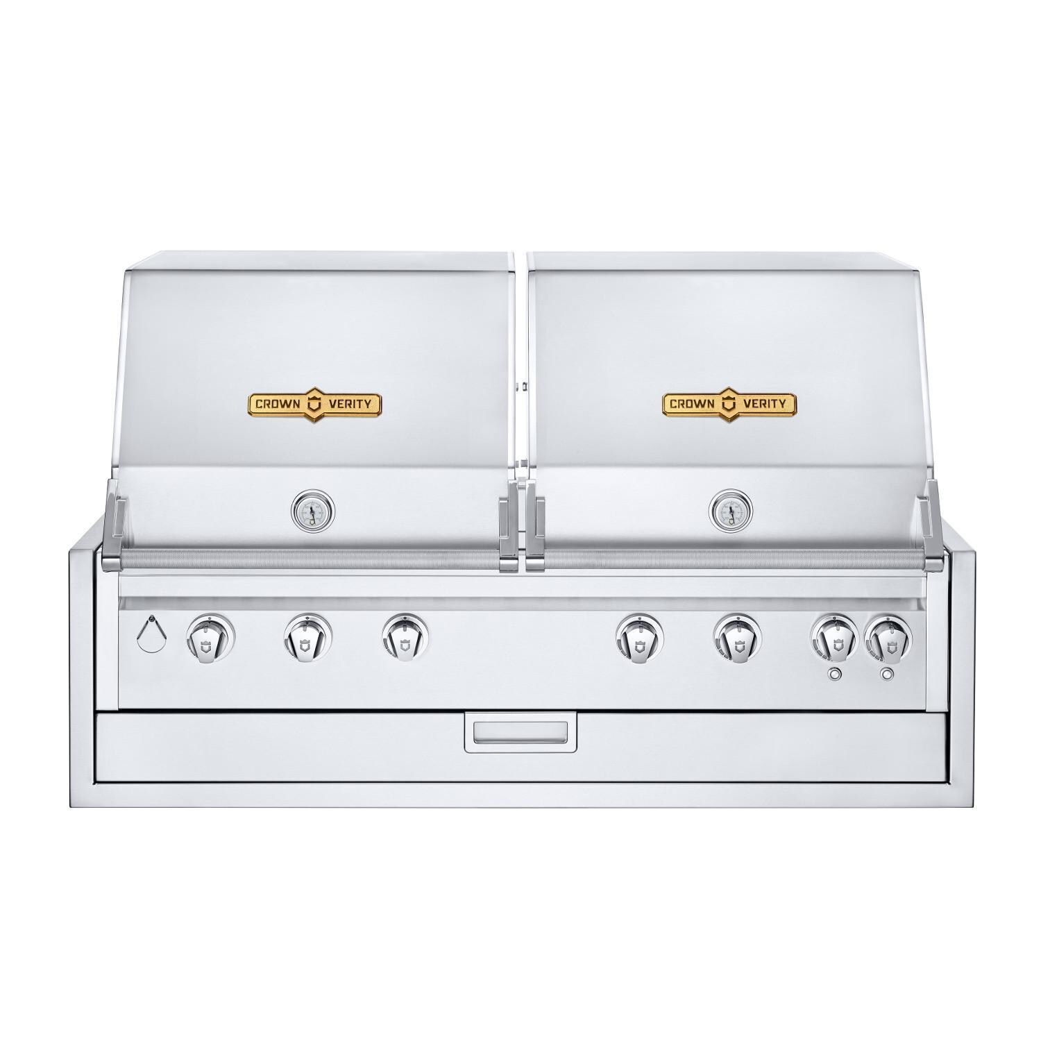 Crown Verity IBI482RDNG-LT Infinite Series 48-Inch Built-In Dual Dome Natural Gas Grill W/ Lights - White Background thumbnail
