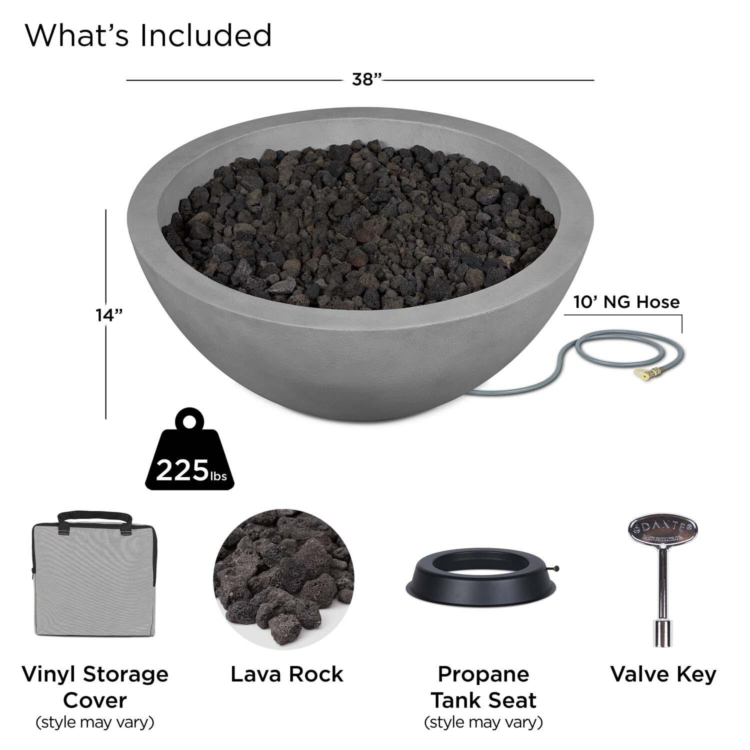 Dustyview 38-in Round Concrete Natural Gas Fire Pit in Ash by BBQGuys Signature - Included - Detail thumbnail