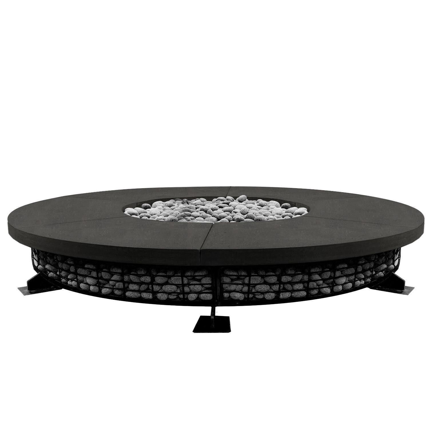 Fuego 89-in Round GFRC Natural Gas Fire Pit in Ebony by Prism Hardscapes