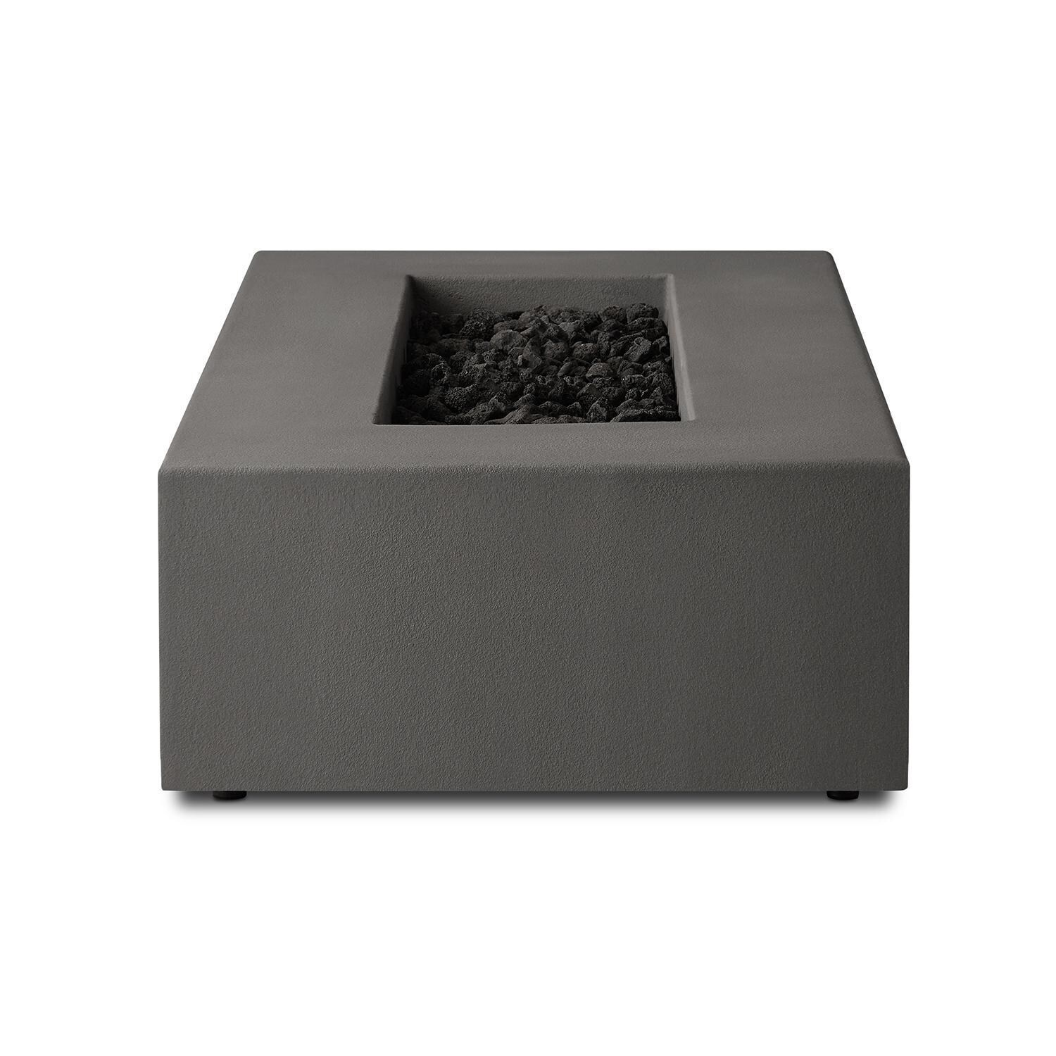 Olliewood 365NG-CBN 60 Inch Rectangular Glass Fiber Reinforced Concrete Natural Gas Fire Pit Table in Carbon by BBQGuys Signature - Front - White Background thumbnail