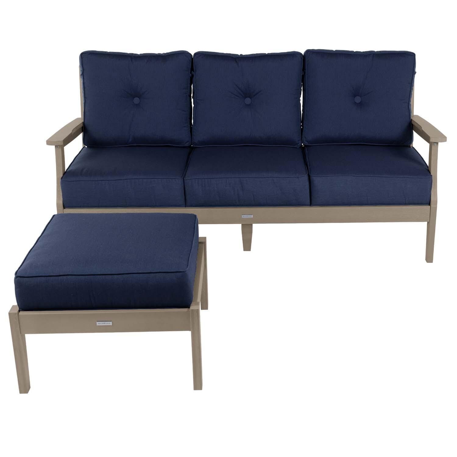 Blushing Bay 2 Pc Recycled Plastic Seating Set in Spectrum Indigo/Woodland Brown by Lakeview Outdoor Designs - Front View - White Background thumbnail
