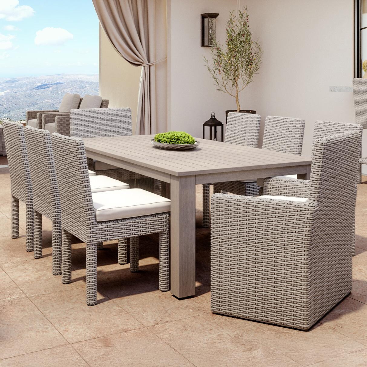 Coronado Wicker Dining Side Chair in Driftwood/Canvas Henna by Sunset West - Shown w/ Set (Not Included) - Lifestyle thumbnail