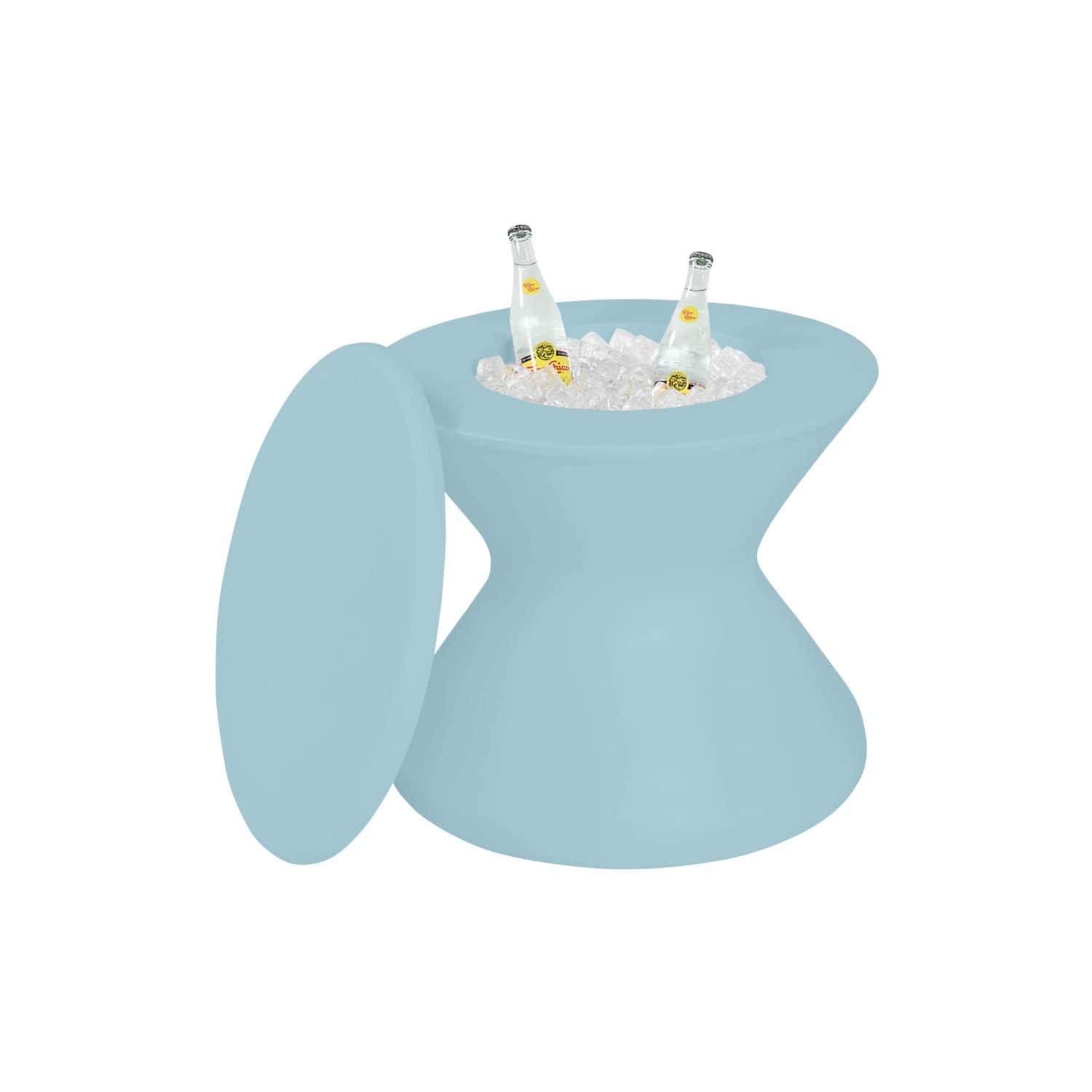 Signature 22 Inch Round Polyresin End Table w/ Ice Bucket & Lid in Frost by Ledge Lounger