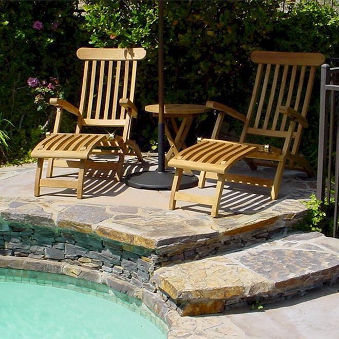 Anderson Teak Royal Teak 2-Person Steamer Lounge Set With Folding Table thumbnail