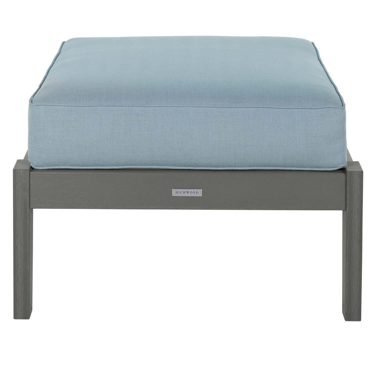 Blushing Bay Recycled Plastic Ottoman in Bliss Dew/Coastal Teak by Lakeview Outdoor Designs - White Background thumbnail