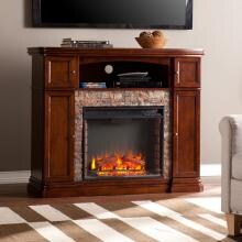 Southern Enterprises Hillcrest 47-Inch Electric Fireplace Mantel - Espresso W/ Durango Faux Stone - FE9356