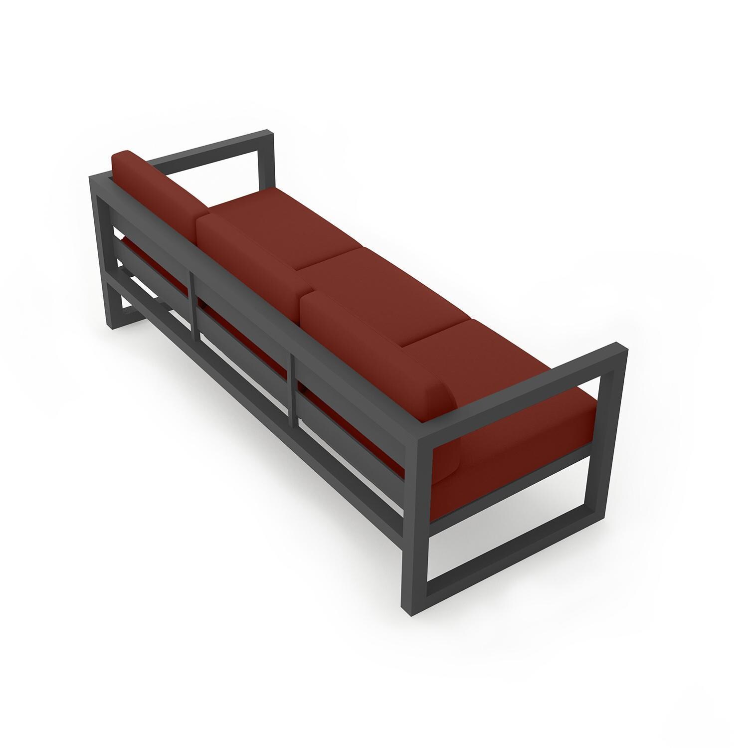 Misty Cove 3 Person Sofa in Slate w/Canvas Henna Cushions by Lakeview - Back Angle View - White Background thumbnail