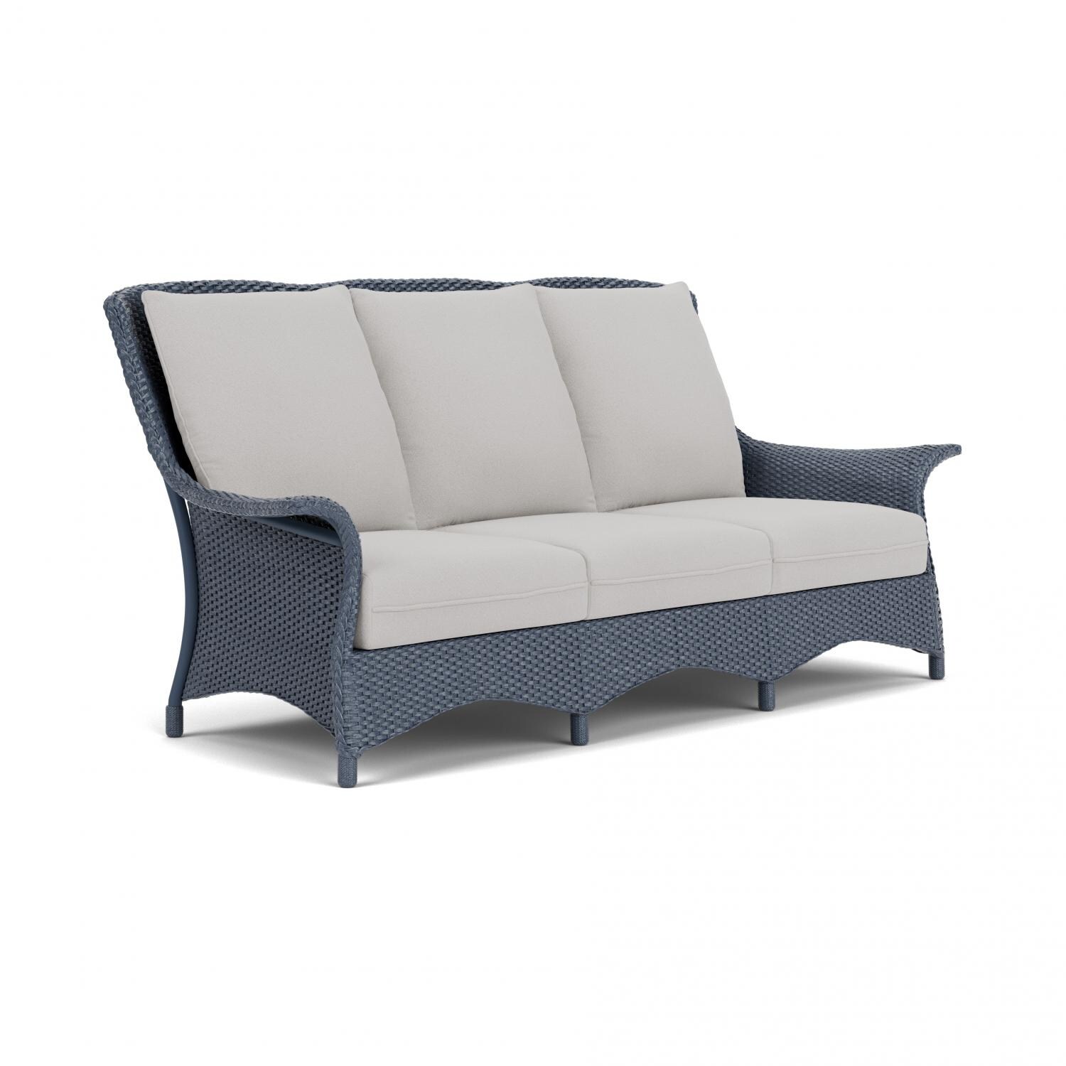 Lloyd Flanders Mandalay Sofa In Denim Blue Finish With Tundra Dove Fabric - Angled thumbnail