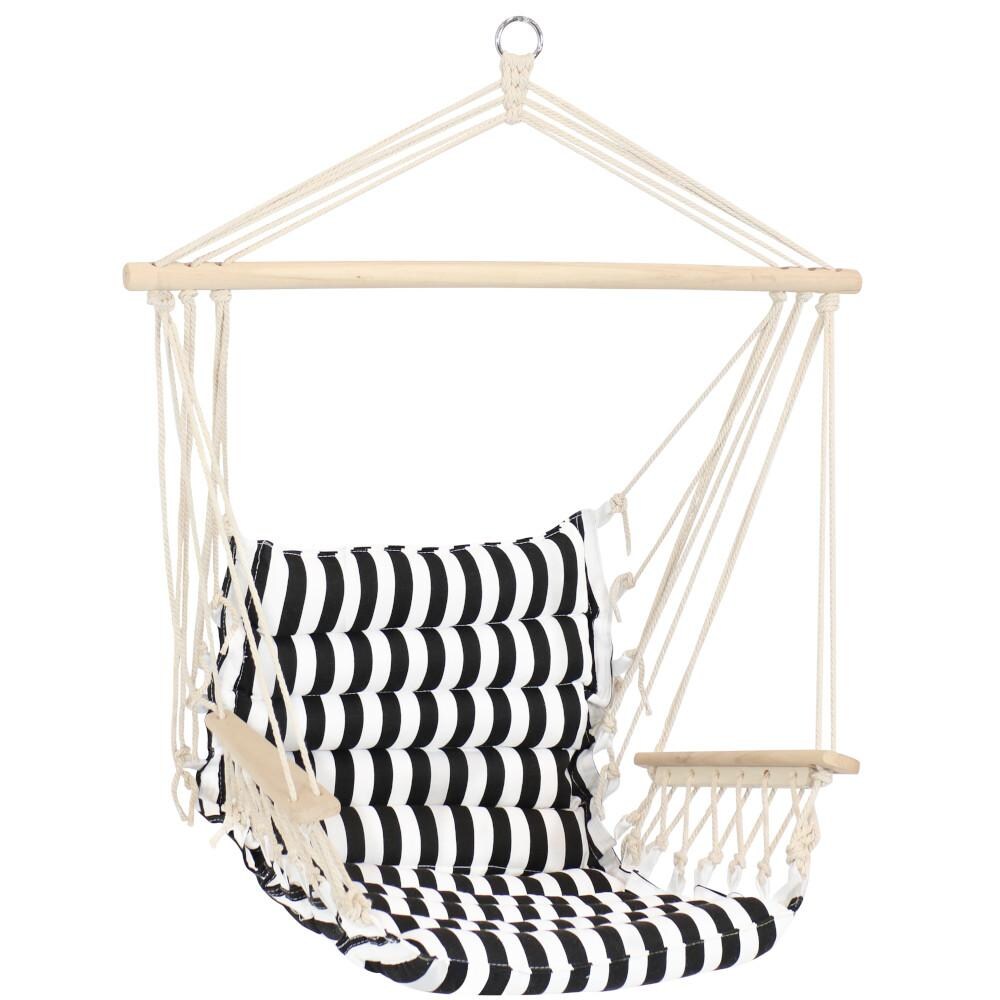 Sunnydaze Decor Polycotton Hammock Chair w/ Armrests - Contrasting Stripes - WIM-853 image