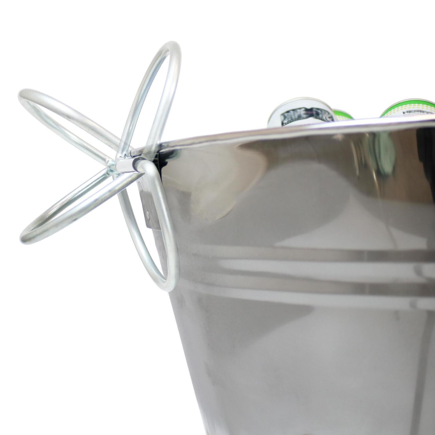 Ultimate Patio Stainless Steel Ice Bucket Drink Cooler W/ Stand & Tray - Handle Detail thumbnail