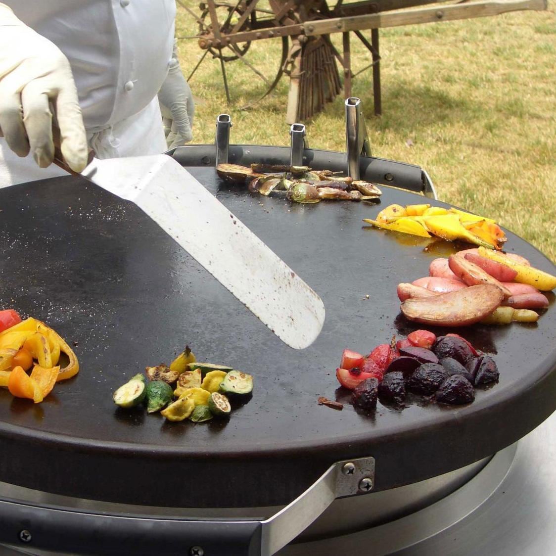 EVO 10-0002-LP-C Professional Wheeled Cart Flattop Propane Gas Grill w/ Non-Stick Ceramic Clad Coating - Vegetables - Lifestyle thumbnail