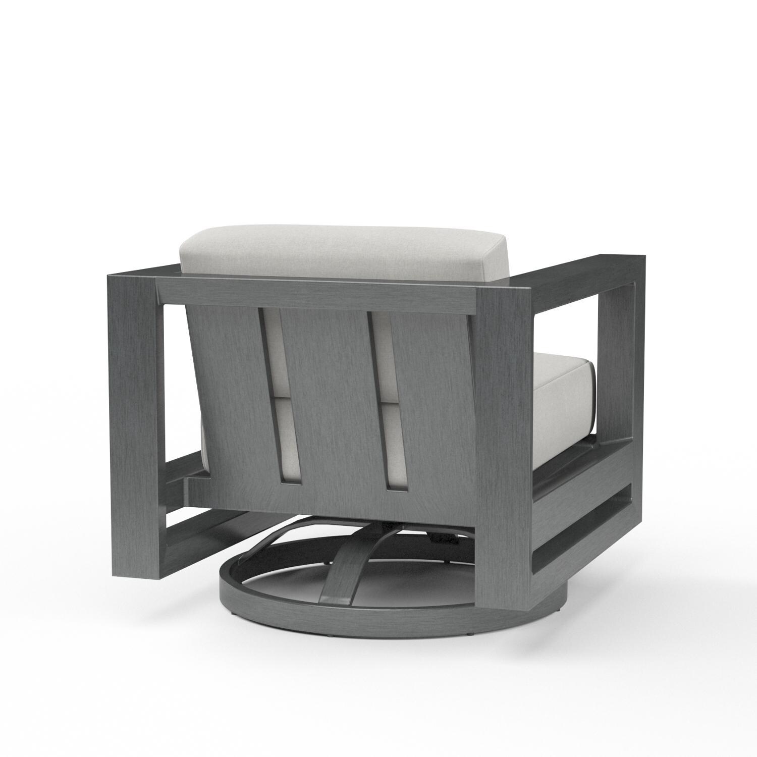 Sunset West - 3801-21S-40433 - Redondo Aluminum Swivel Patio Club Chair W/ Sunbrella Cast Silver Cushions - Rear View thumbnail