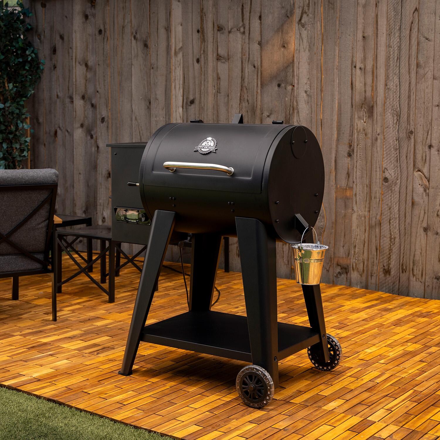 Pit Boss 700FB2 Pellet Grill - Matte Black - Closed Angled Left - Lifestyle thumbnail
