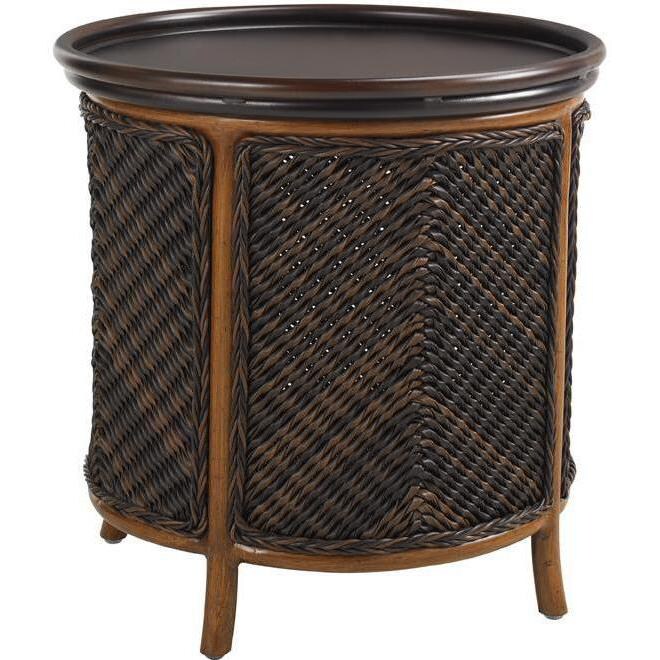 Tommy Bahama 3170-954 Island Estate Lanai Wicker Patio Tray End Table w/ Removable Tray - Side thumbnail